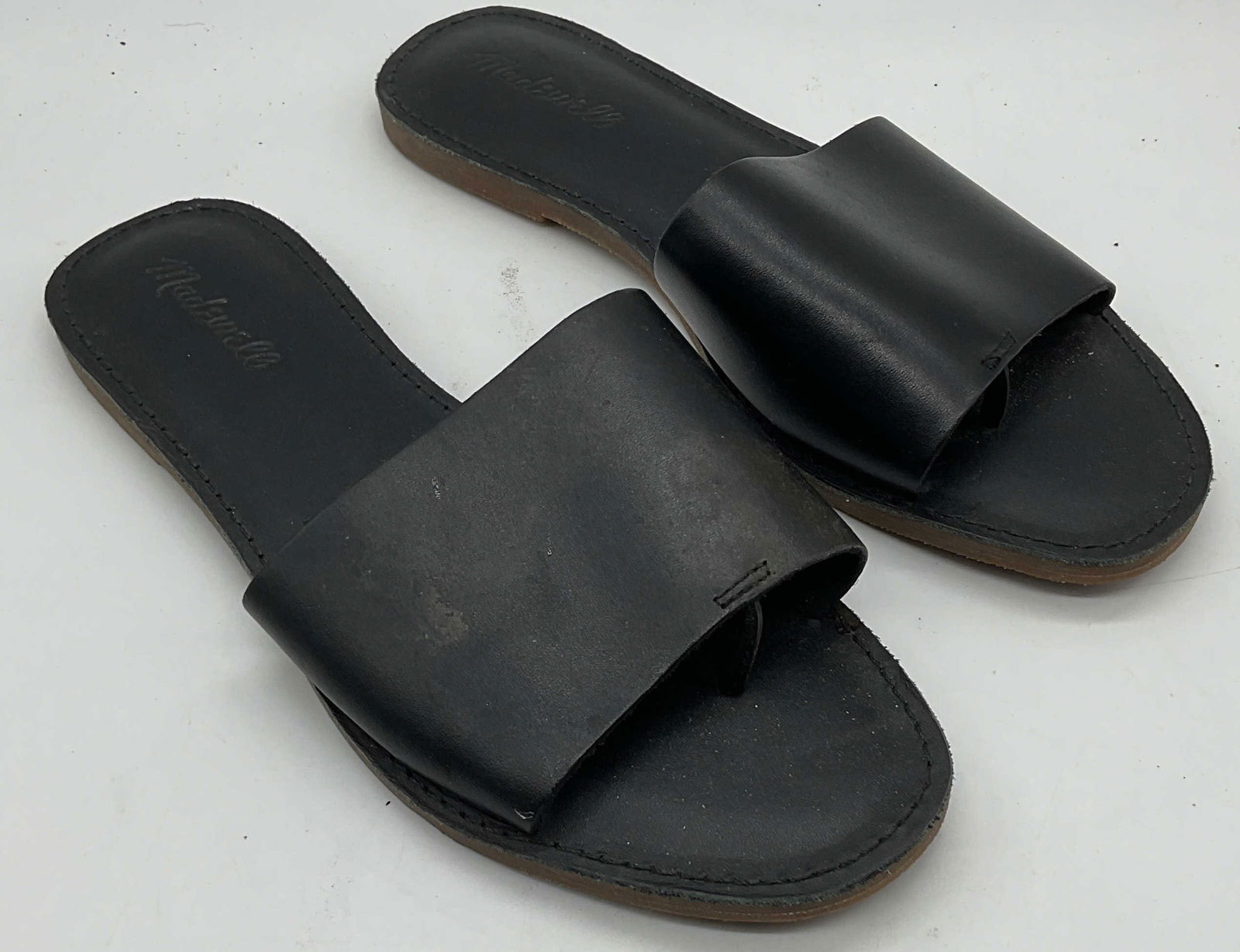 MADEWELL Black Leather Slide Sandals (1 of 6)