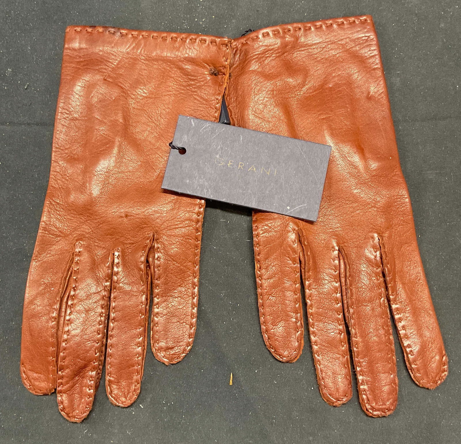 Gerani Brown Leather Gloves NWT Italy (1 of 6)