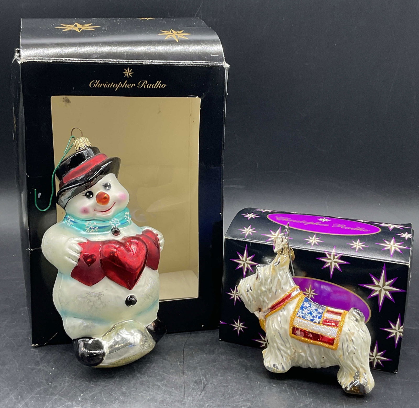 2 CHRISTOPHER RADKO Glass Holiday Ornaments Bx (1 of 7)