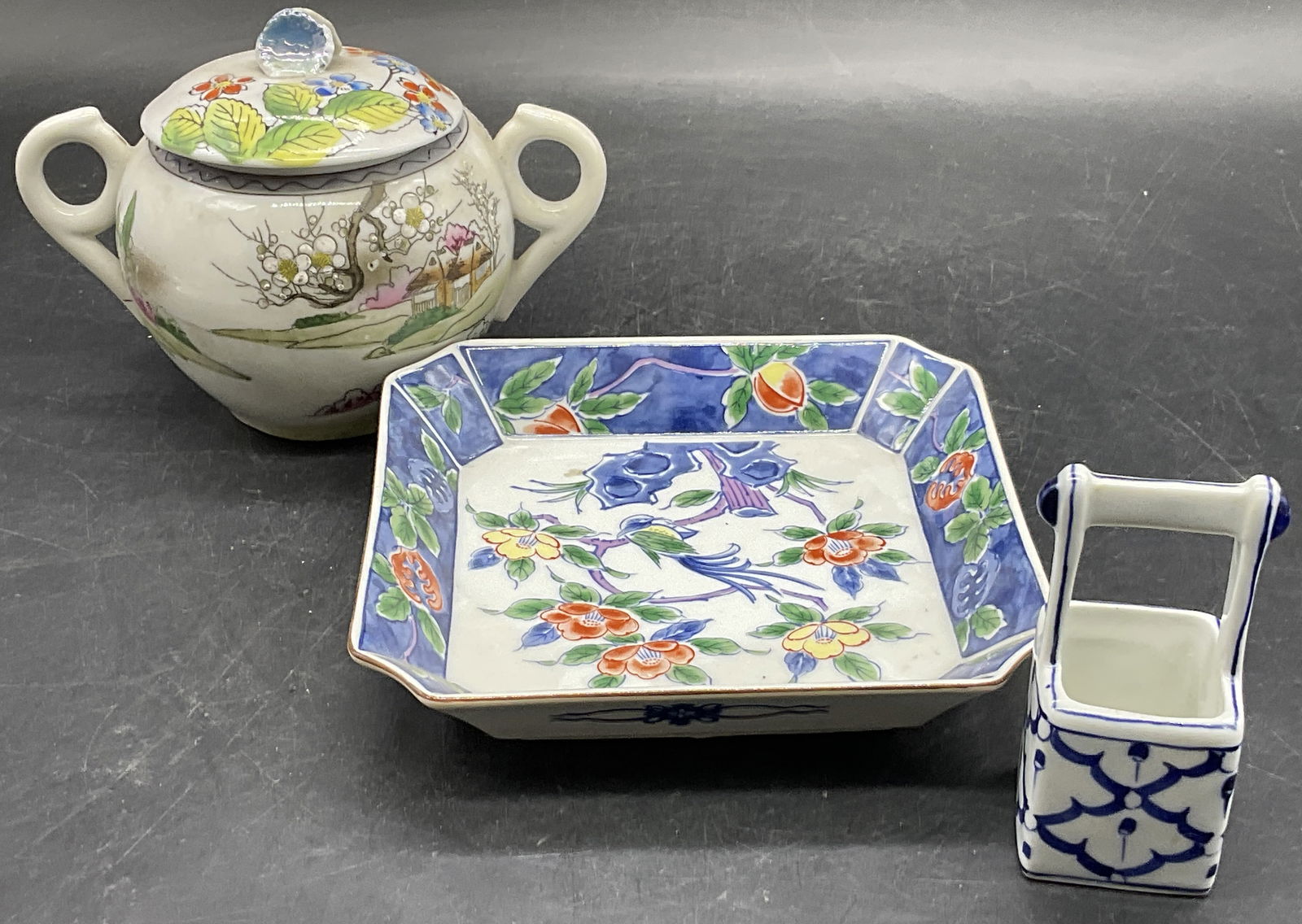 3 Vintage Ceramic Tableware, Signed Square Dish + (1 of 8)