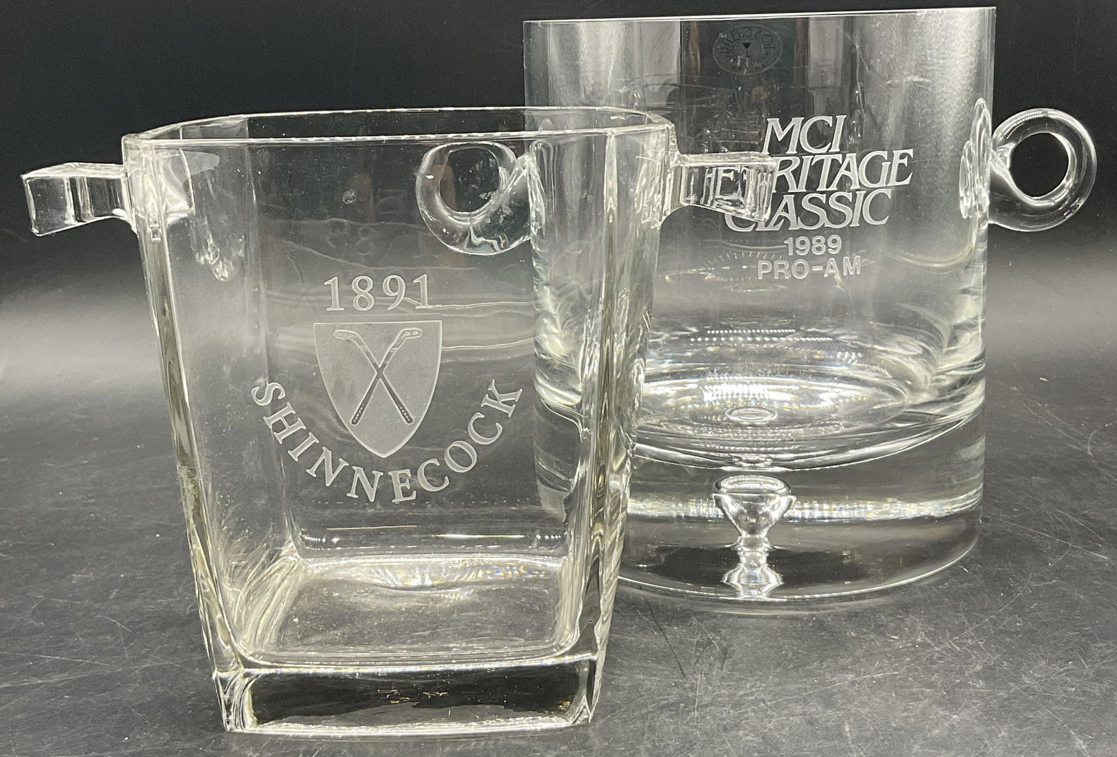 Lot 2 Vintage Engraved Glass Ice Buckets, Toscany+ (1 of 9)