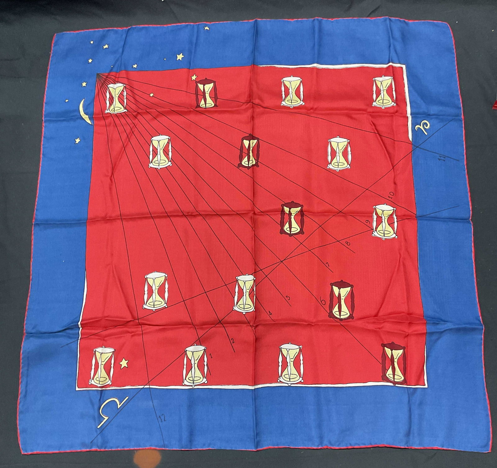 Vintage Red & Blue Silk Hourglass Celestial Scarf (1 of 6)