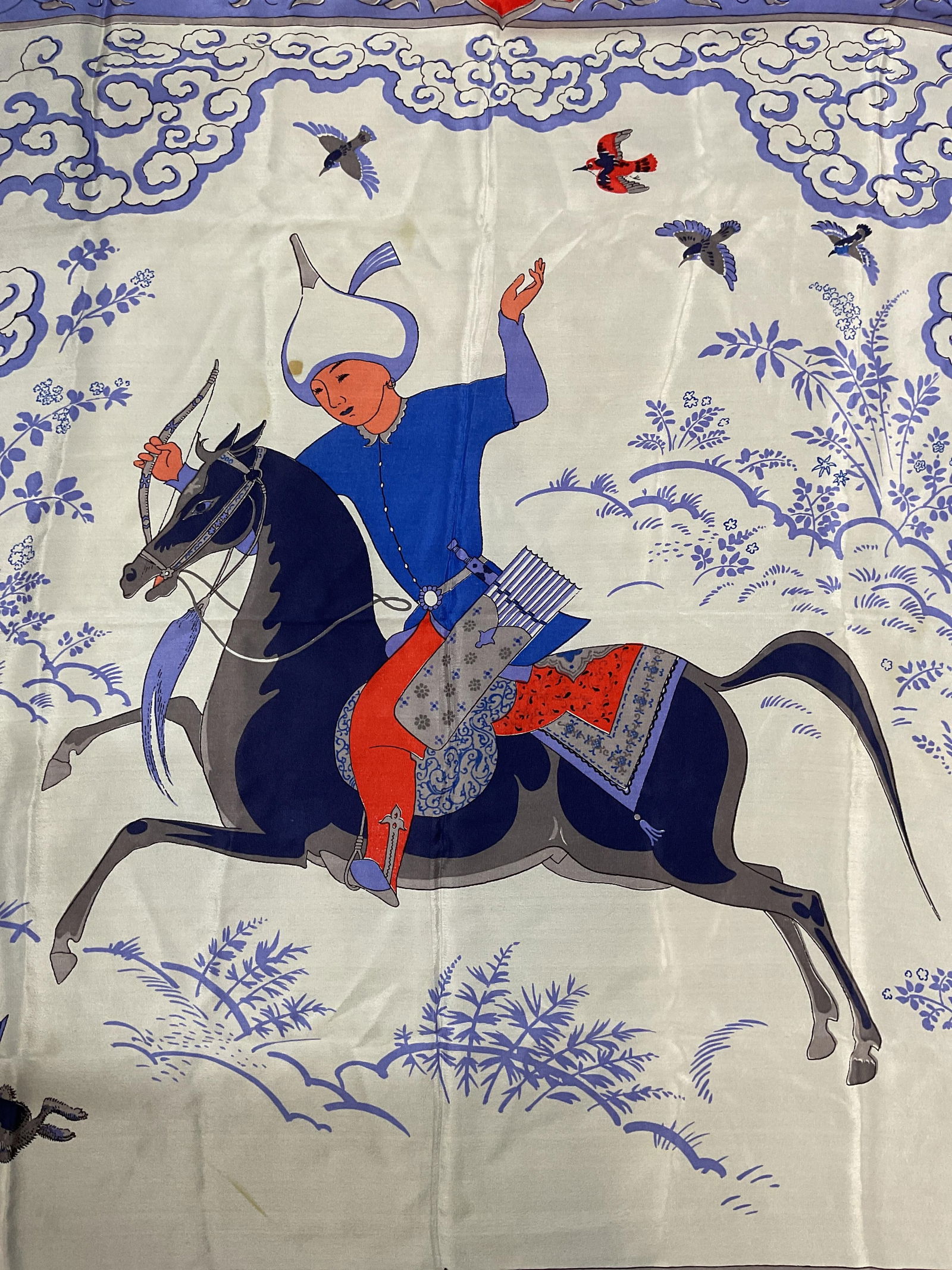 Echo Blue Silk Persian Print Scarf (1 of 6)