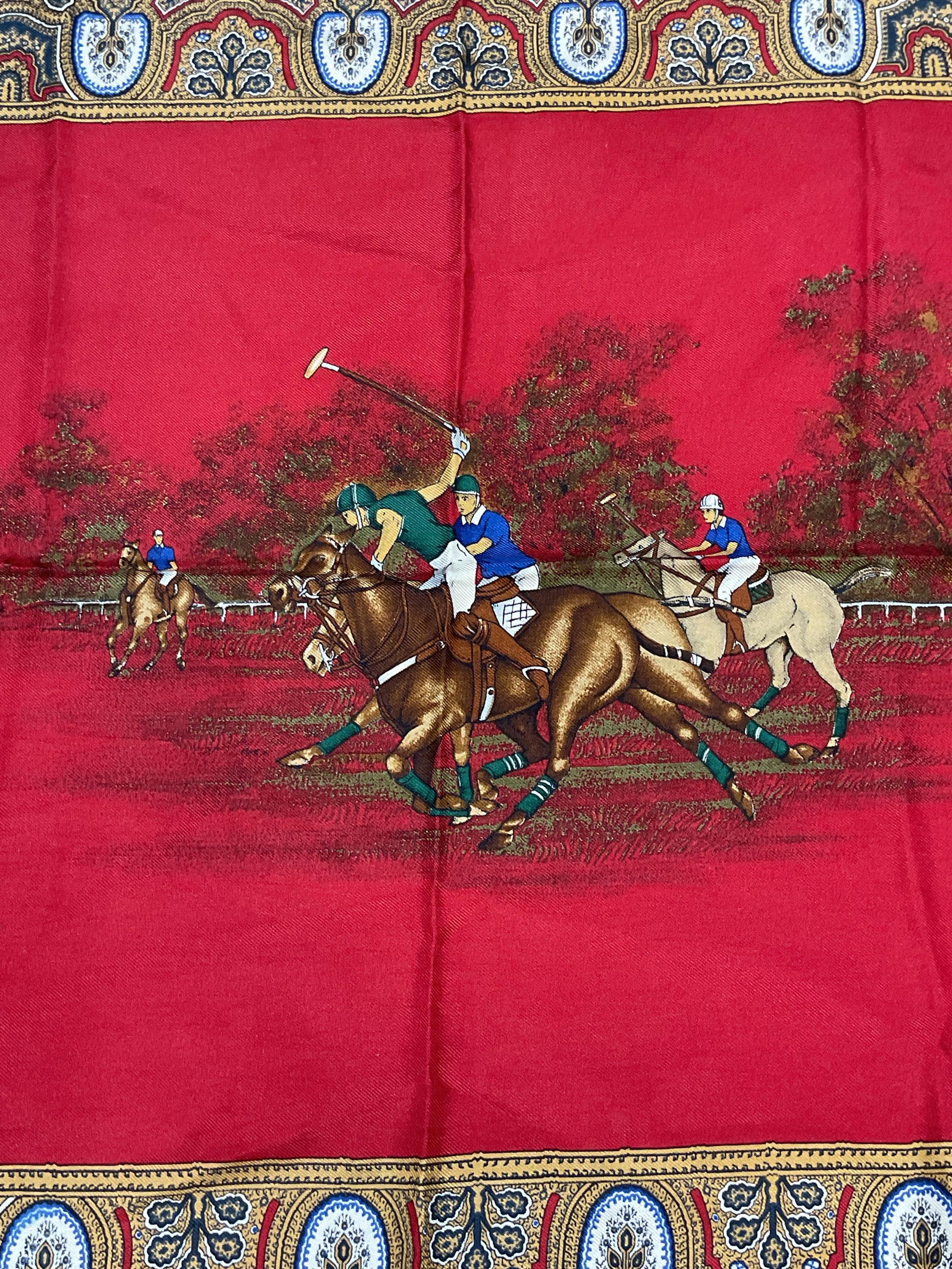 Red Silk Horse Polo Player Scarf (1 of 6)