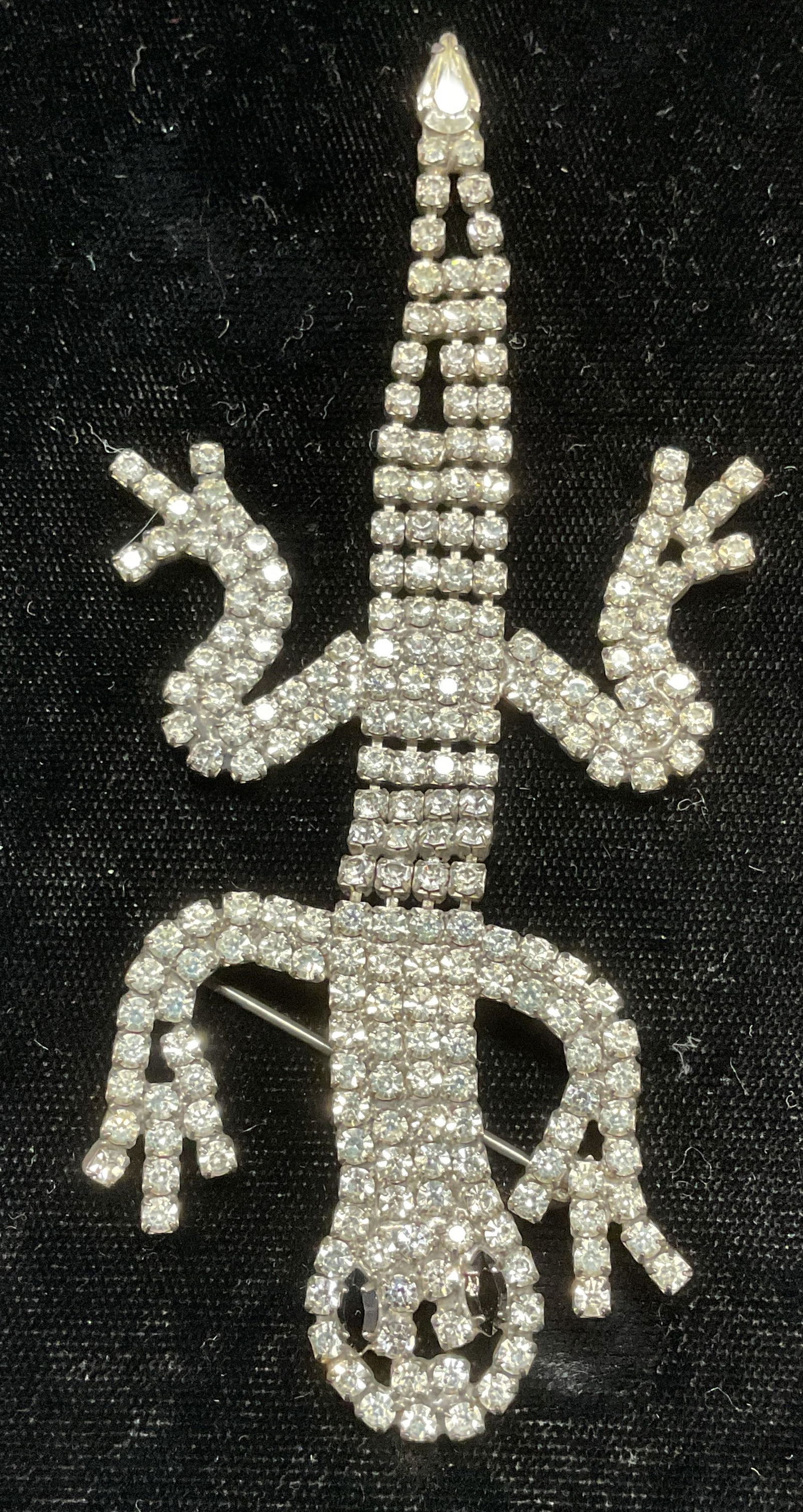 Articulated Crystal Lizard Brooch Shoulder Pin (1 of 6)