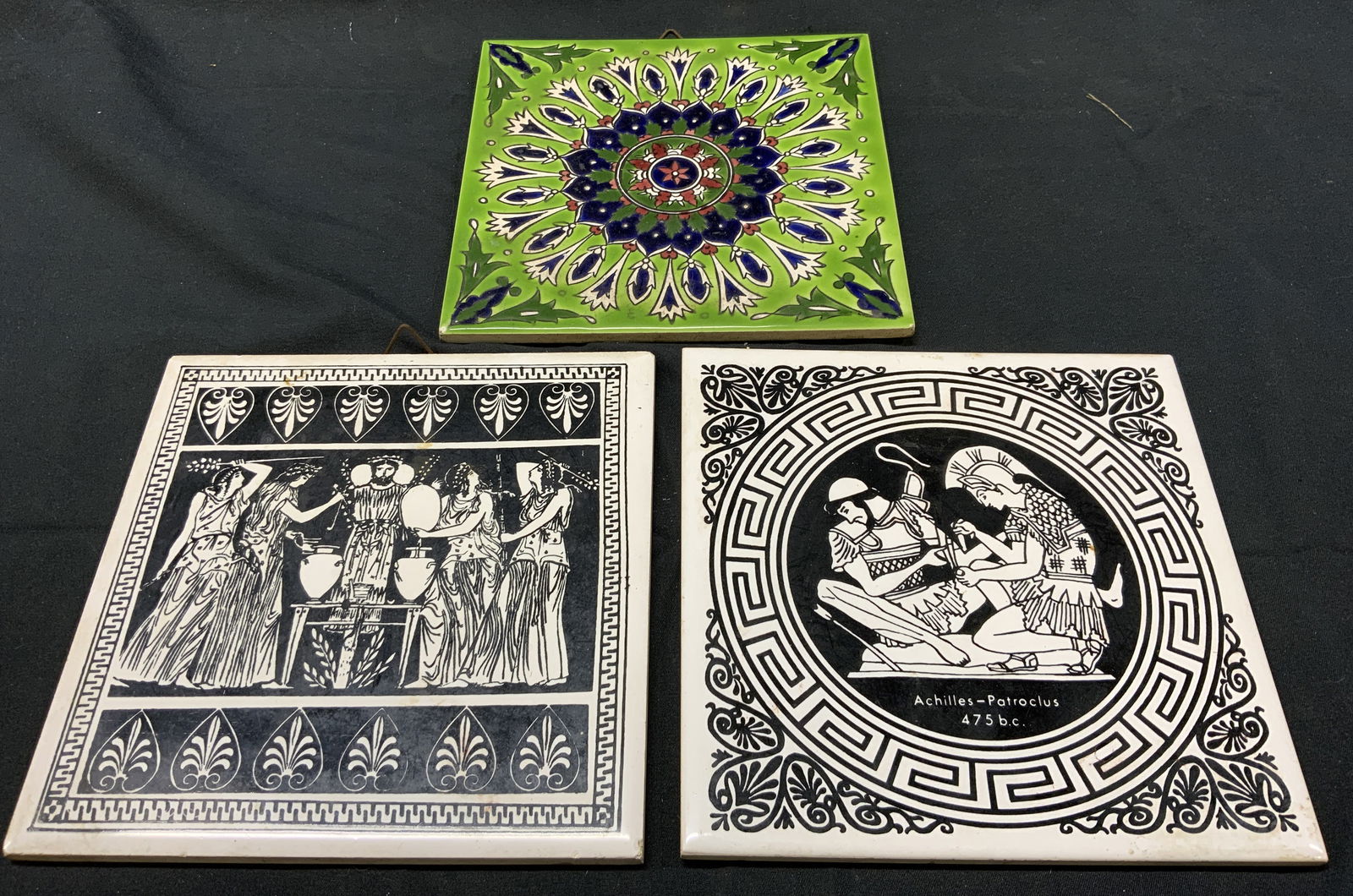 Lot 3 Greek Square Tile Art Wall Hangings (1 of 10)