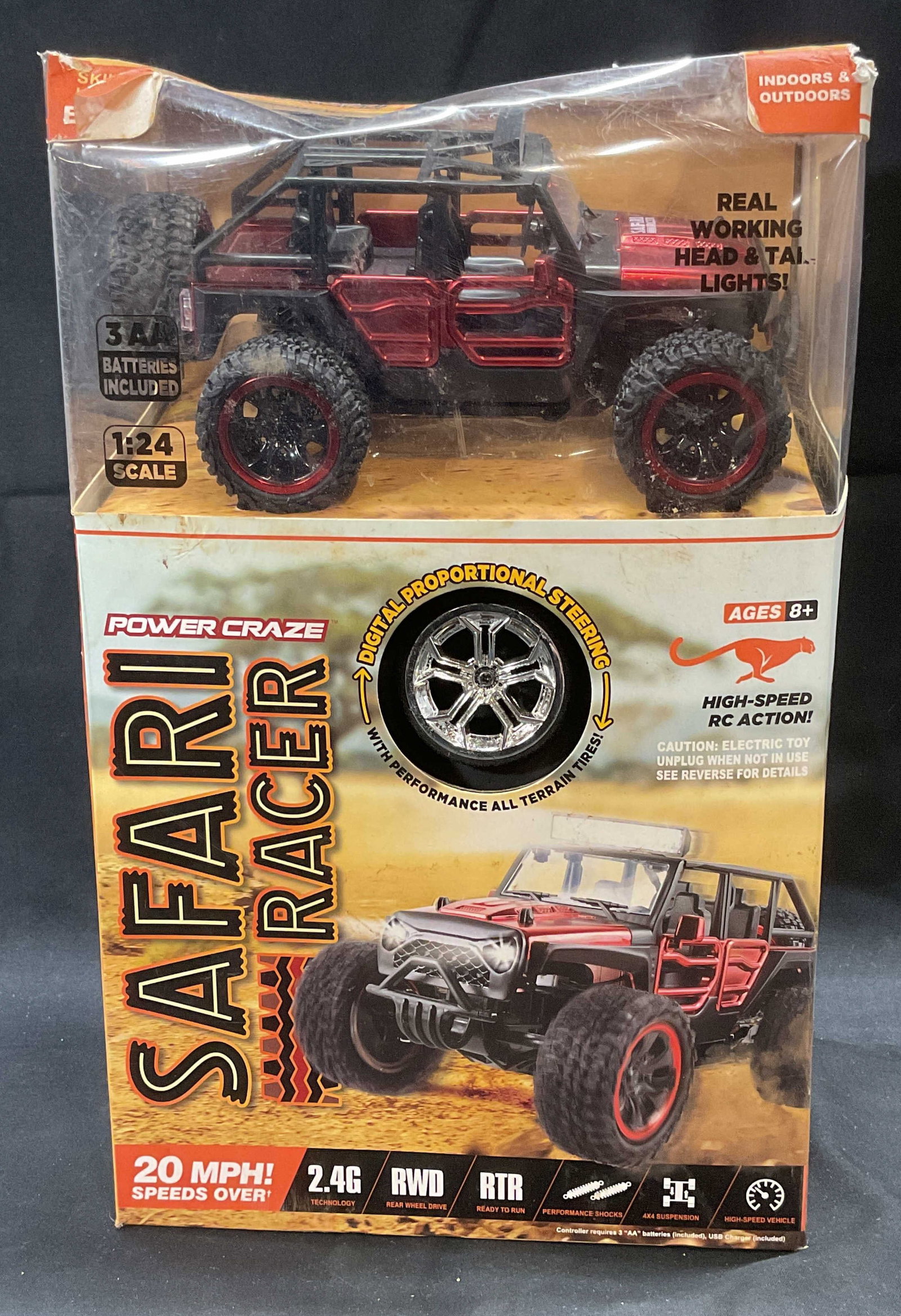 Power Craze Safari Racer Car Toy NIB: Power Craze Safari Racer toy car. New in box. Not examined out of box. Not texted for function. Box measures approx. 7 x 4.5 x 11.5 inches. Some wear to box consistent with exposure. Power crazier, sa