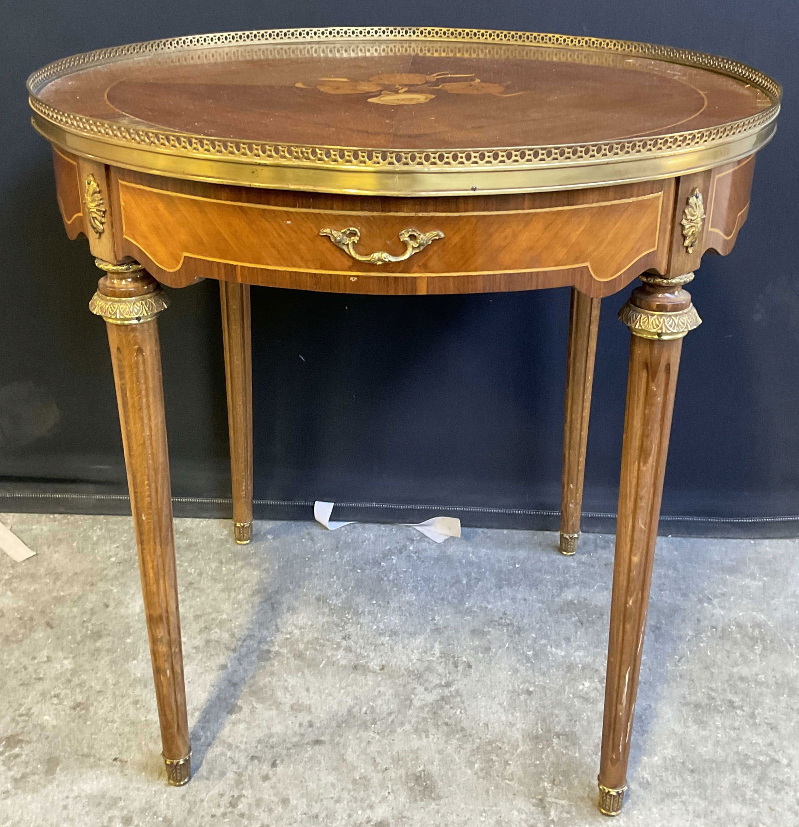 Louis XVI Style Inlaid Floral Circular Table, Sp (1 of 10)