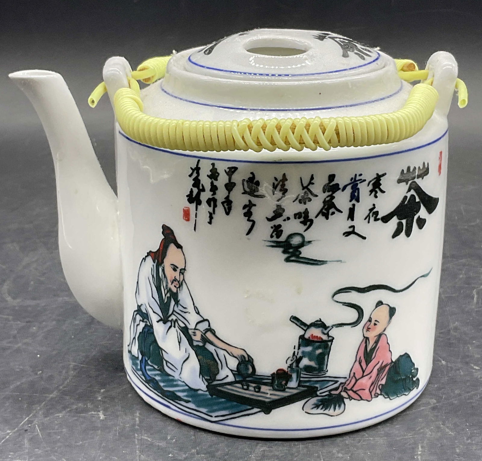 Asian Figural Motif Ceramic Teapot, Lidded (1 of 8)