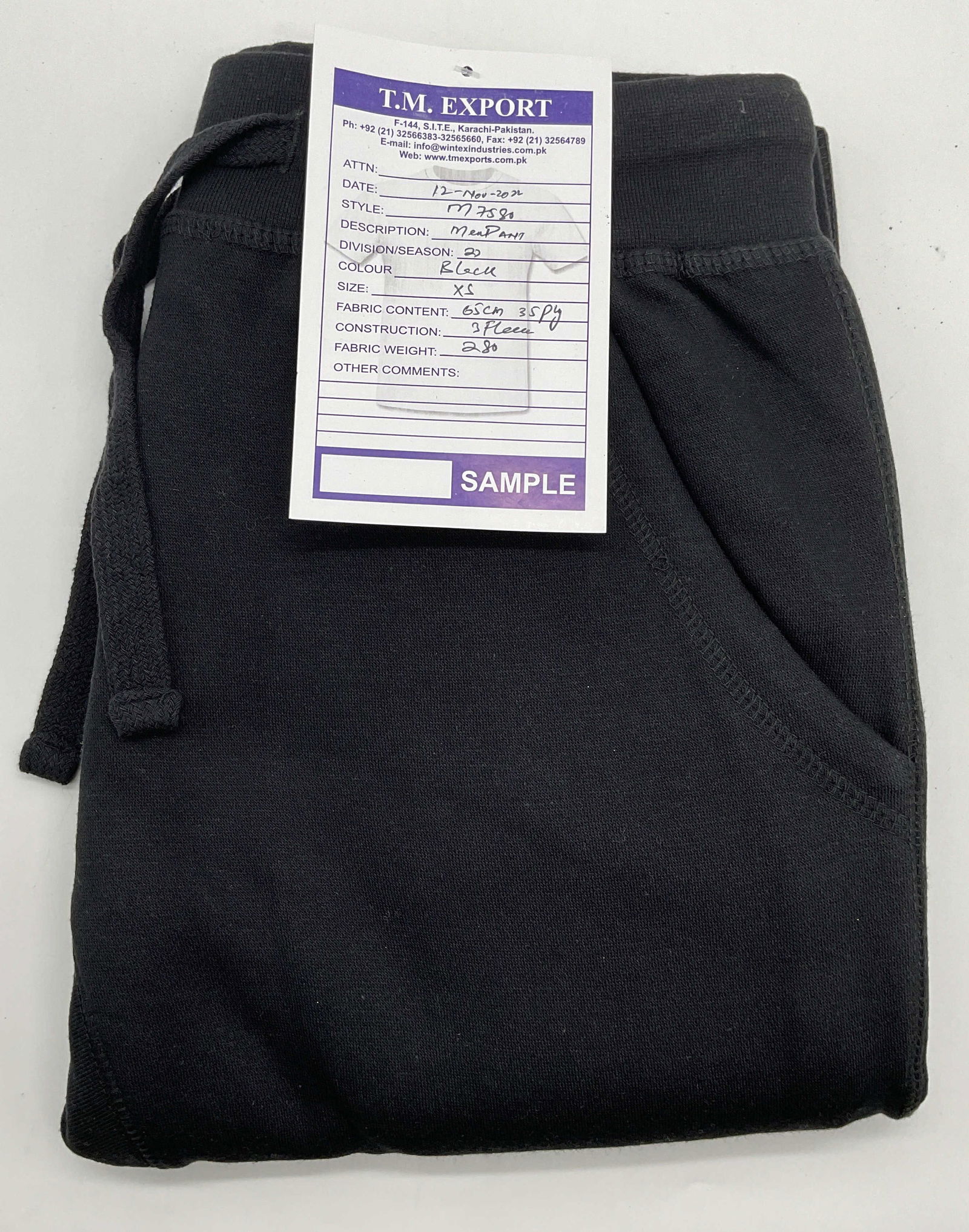 TM Export Black Cotton Blend Sweatpants NWT (1 of 6)