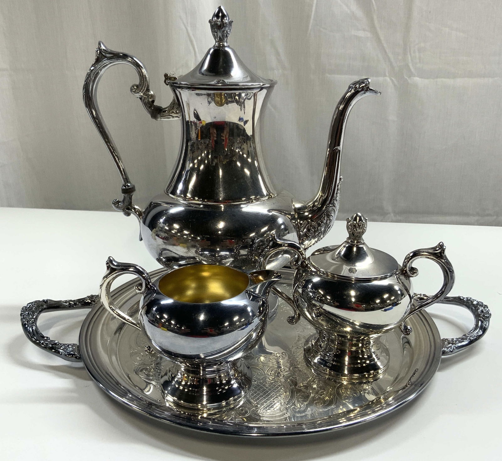 SHERIDAN Set 4 Silver On Copper Tea Service (1 of 7)