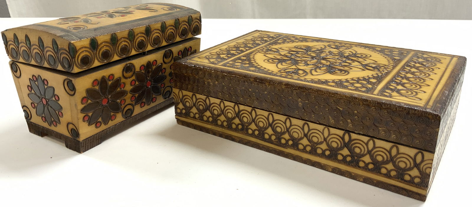 Lot 2 Vintage Wooden Jewelry Boxes POLAND (1 of 12)