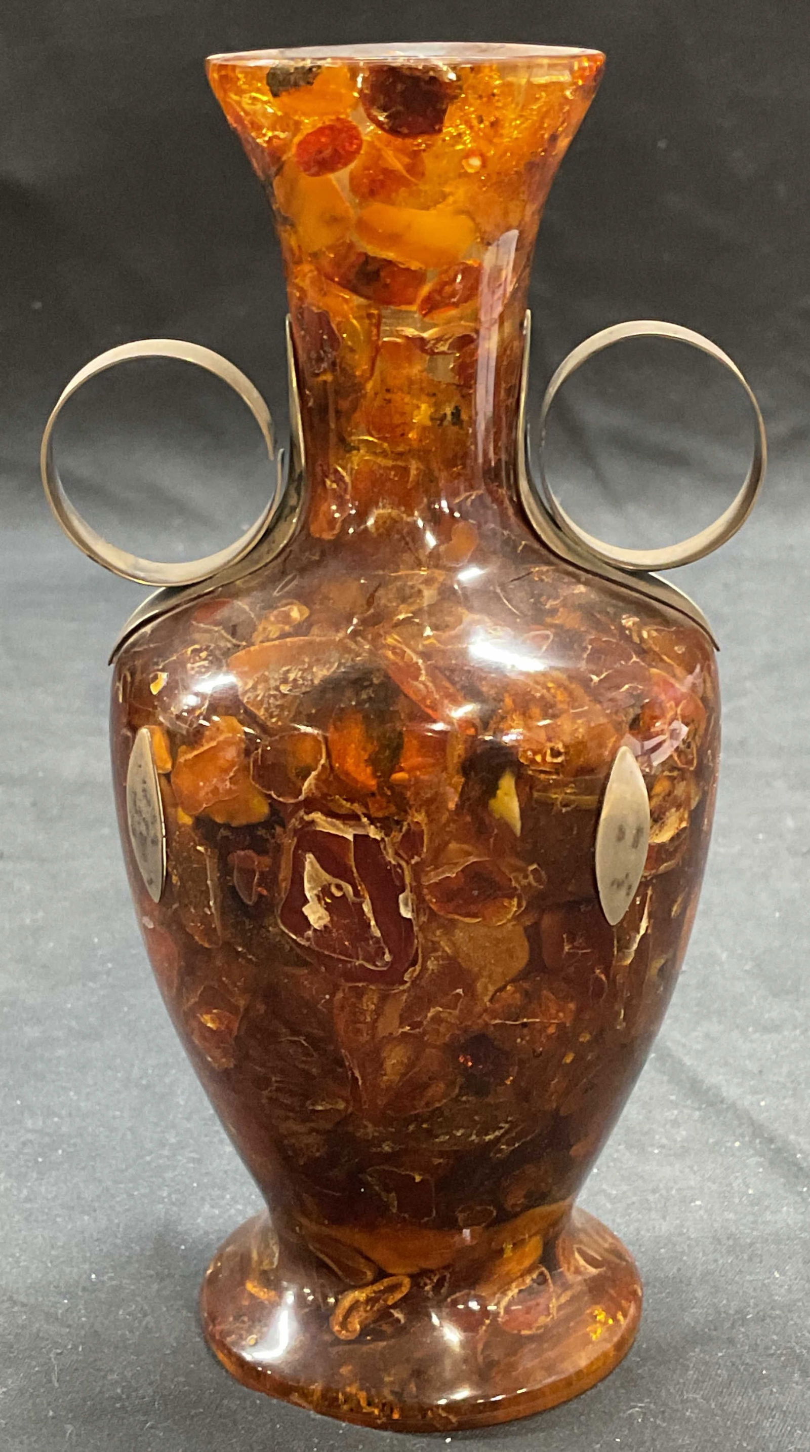 Vintage Amber & Resin Silver Plated Vase (1 of 7)