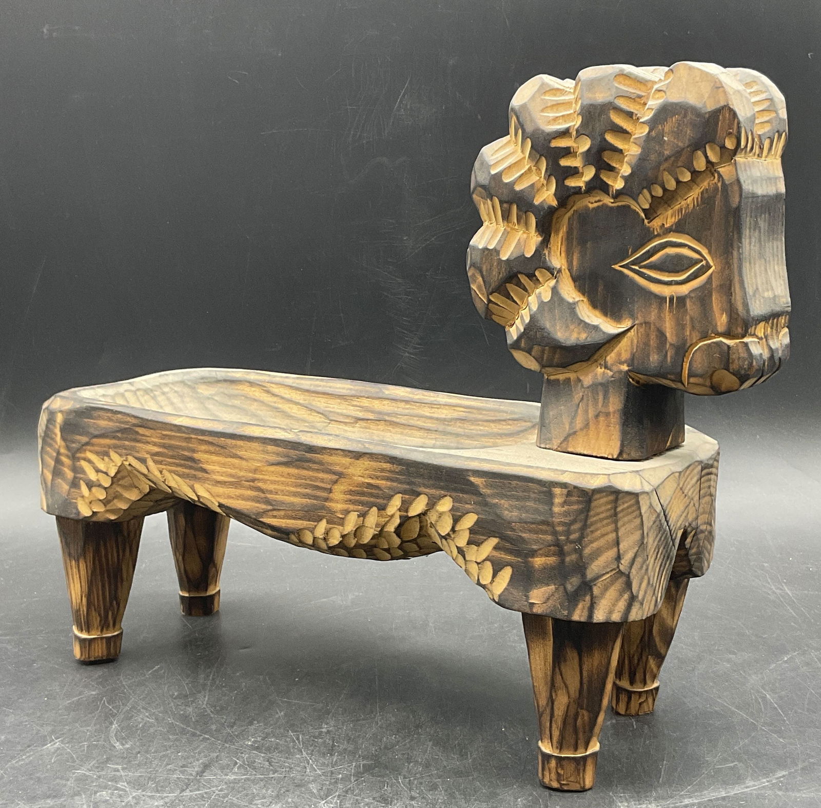 Vintage Carved Wood Sheep Figural Bowl Vessel (1 of 7)