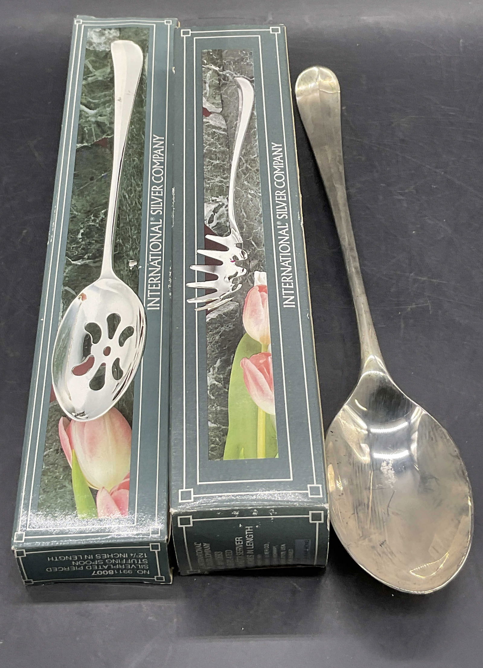 3 INTERNATIONAL SILVER PLATE Serving Utensils, Bx (1 of 8)