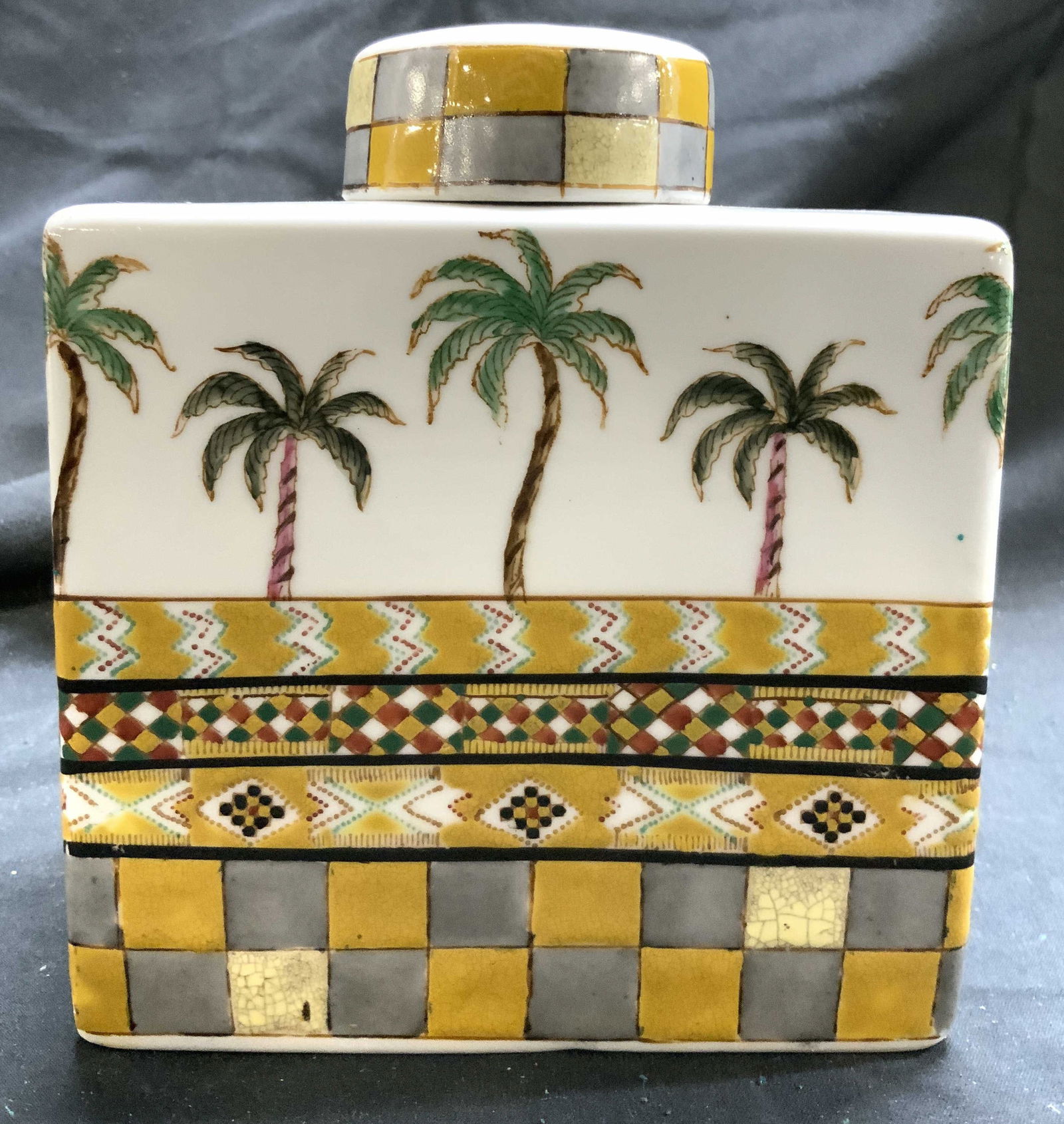 SYLVIE LANGET Hand Painted Porc Vessel W Lid (1 of 8)