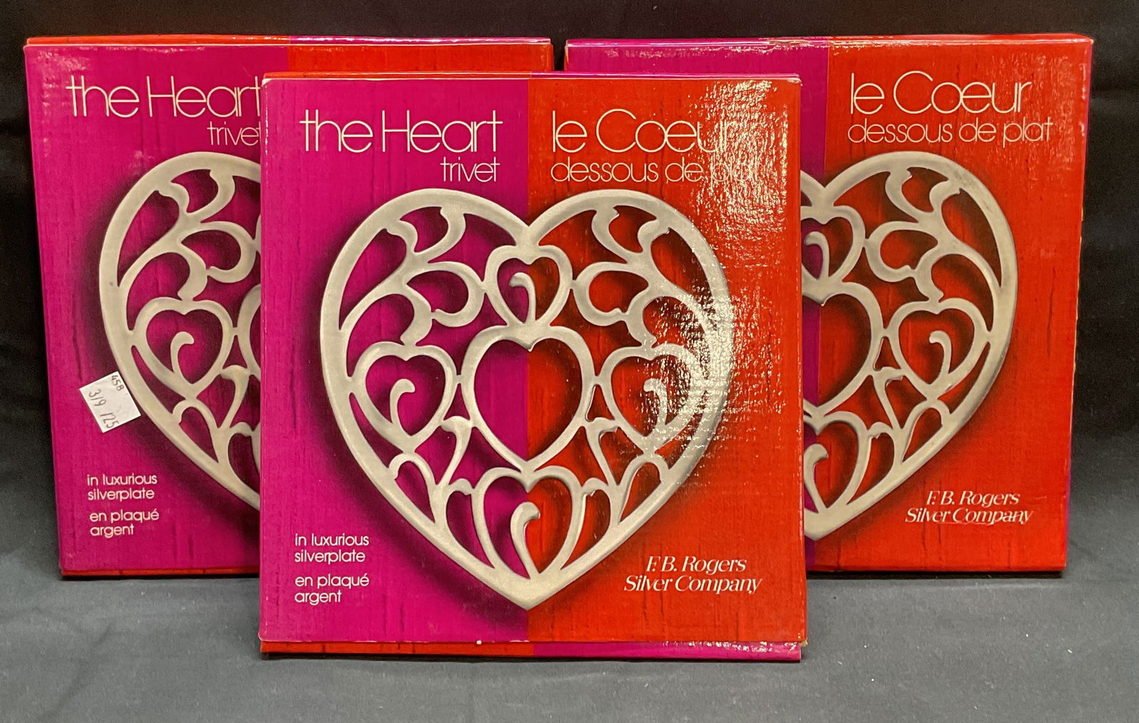Set 3 FB Rogers Silver Plated Heart Trivets (1 of 7)