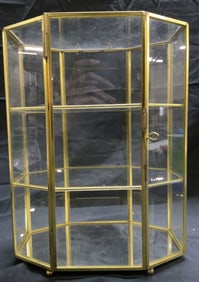 Two Tier Gilt Metal & Glass Display Case