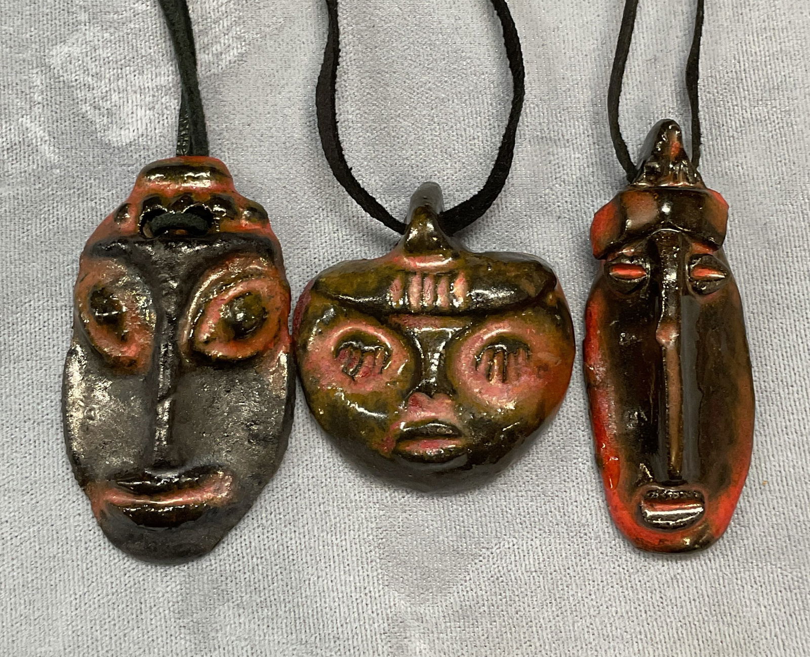 Lot 3 Handmade Ceramic Figural Pendant Necklaces (1 of 6)
