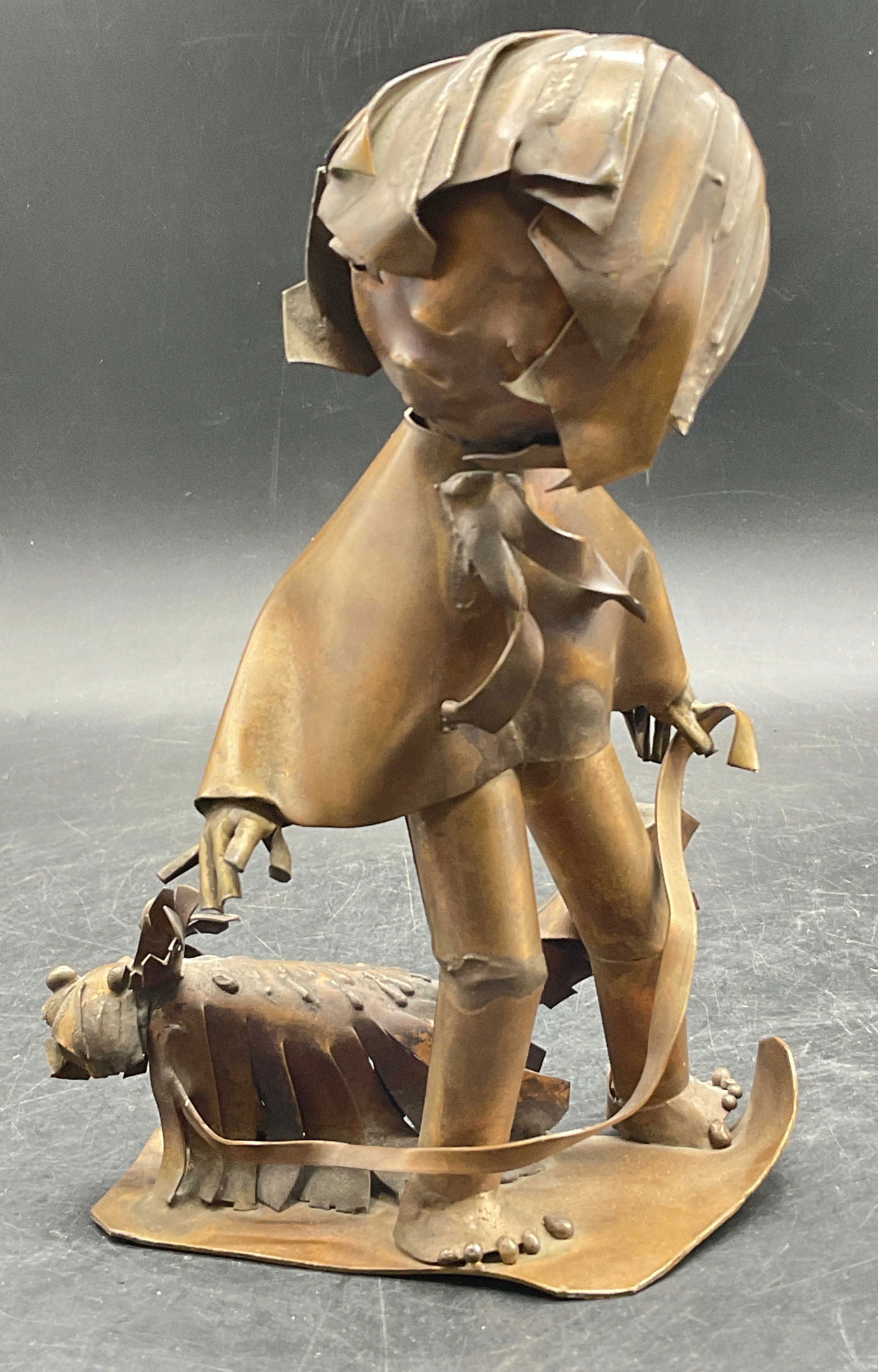 Vintage Copper Metalwork Child W/ Dog Figural (1 of 9)