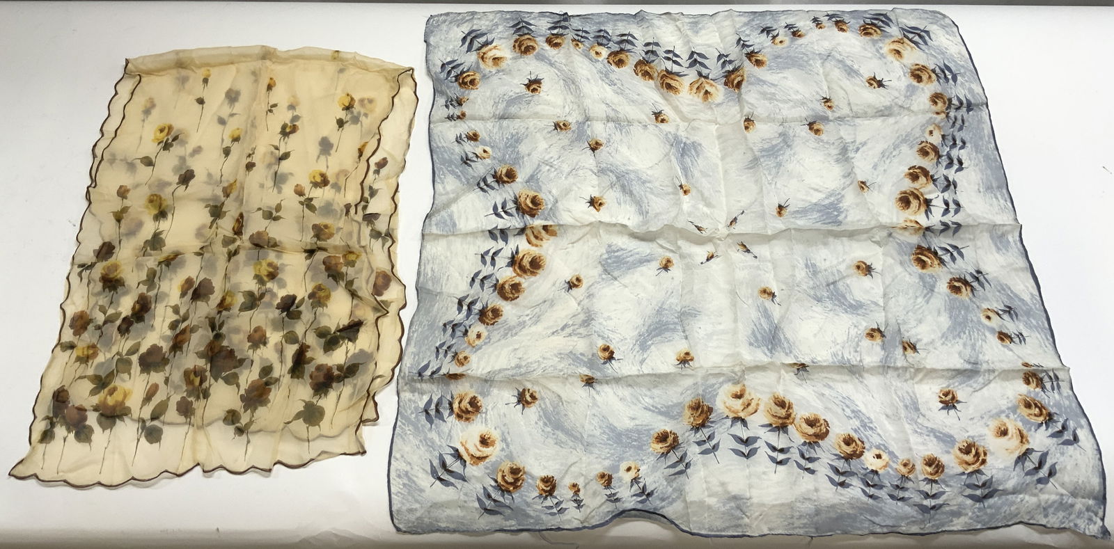 Lot 2 Silk Floral Pattern Scarves (1 of 7)