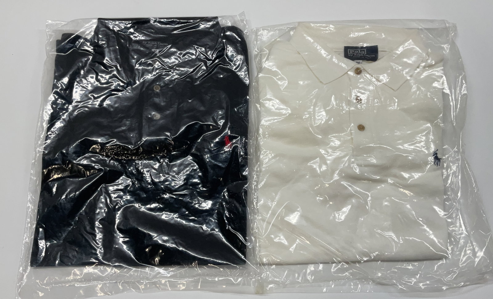 Lot 2 Polo Ralph Lauren Black & White Shirts NIP: Lot of 2 Polo by Ralph Lauren collared quarter button shirts. Size medium. Made in USA. New in packages. Not examined out of packages. Polo Ralph Lauren, Ralph Lauren, Ralph Lauren shirt, mens shirt, 