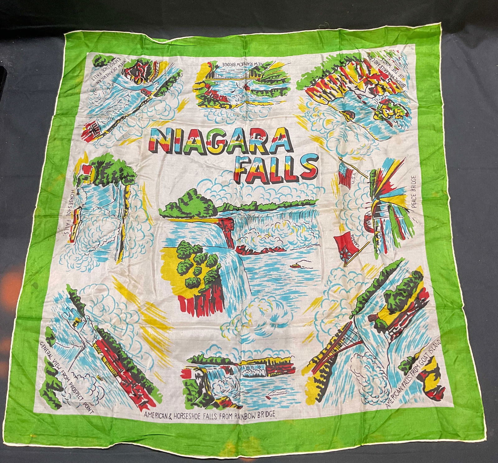 Vtg Niagara Falls Souvenir Travel Silk Scarf (1 of 7)