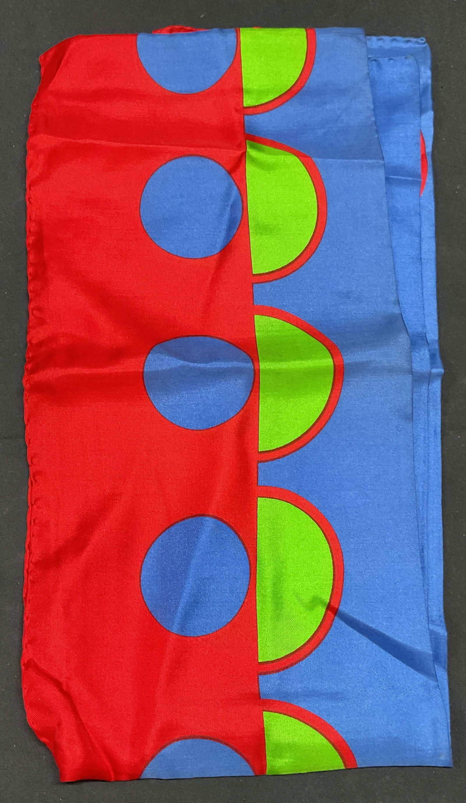 Vtg Bloomingdales Red Geometric Silk Scarf, Italy (1 of 6)