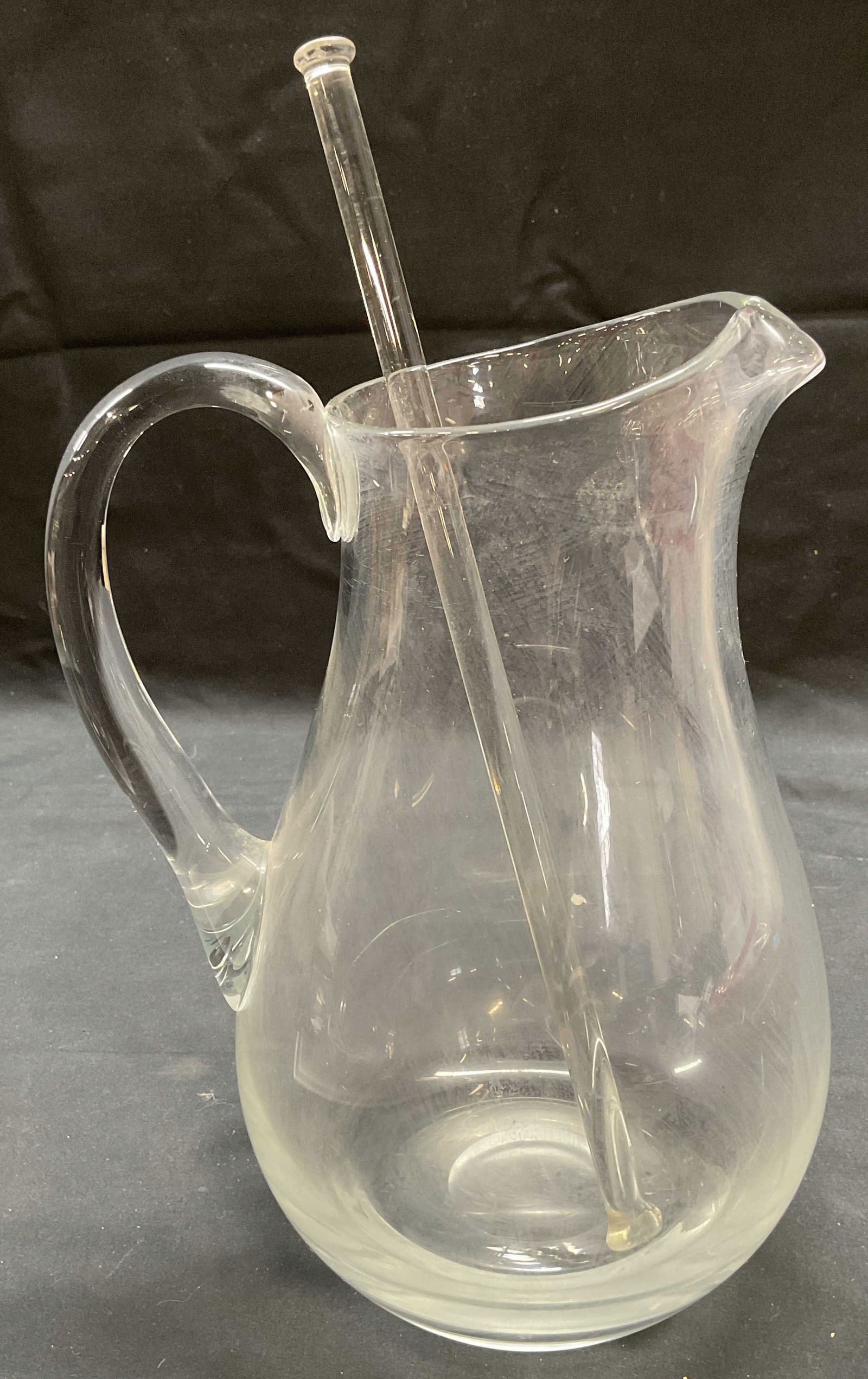 Hand Blown Art Glass Pitcher & Stirring Stick (1 of 7)