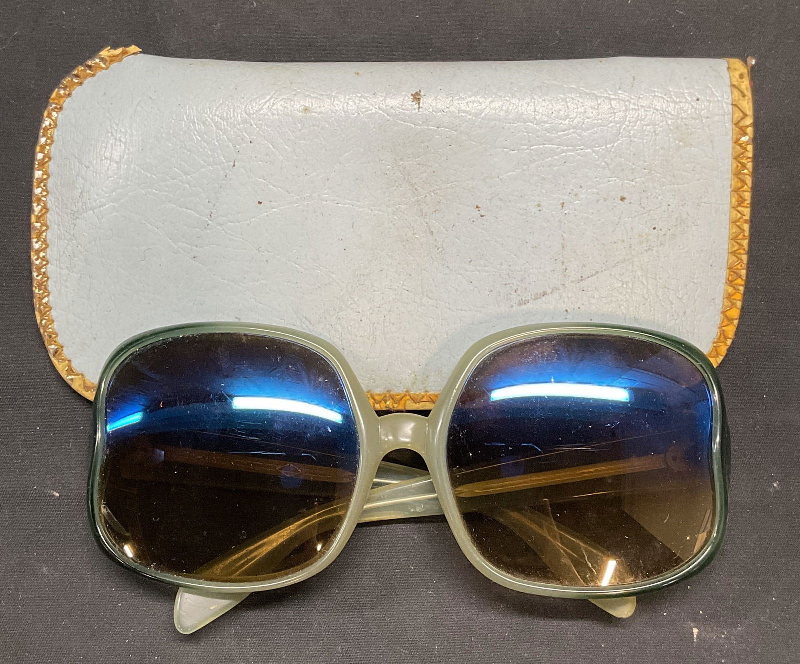 Vintage Green Sunglasses & Leather Case, Italy (1 of 8)