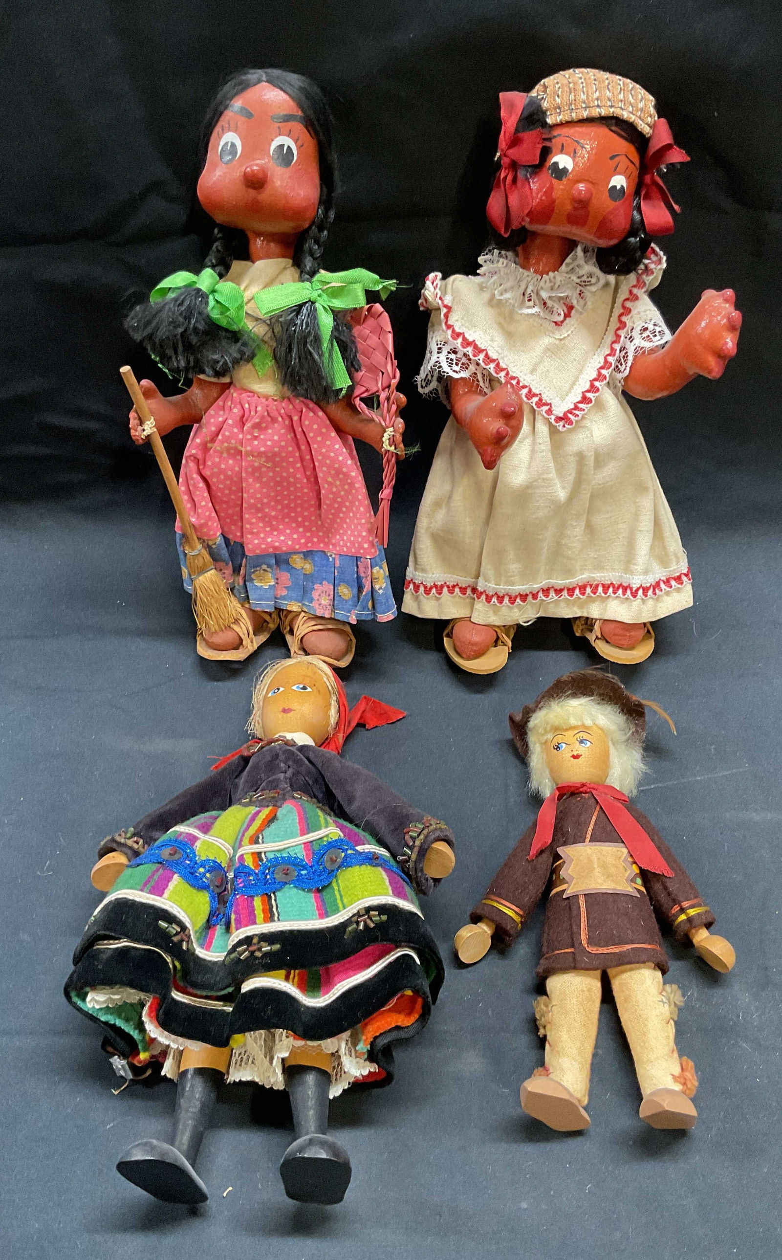 Lot 4 Vintage Handmade Wood Dolls + (1 of 7)