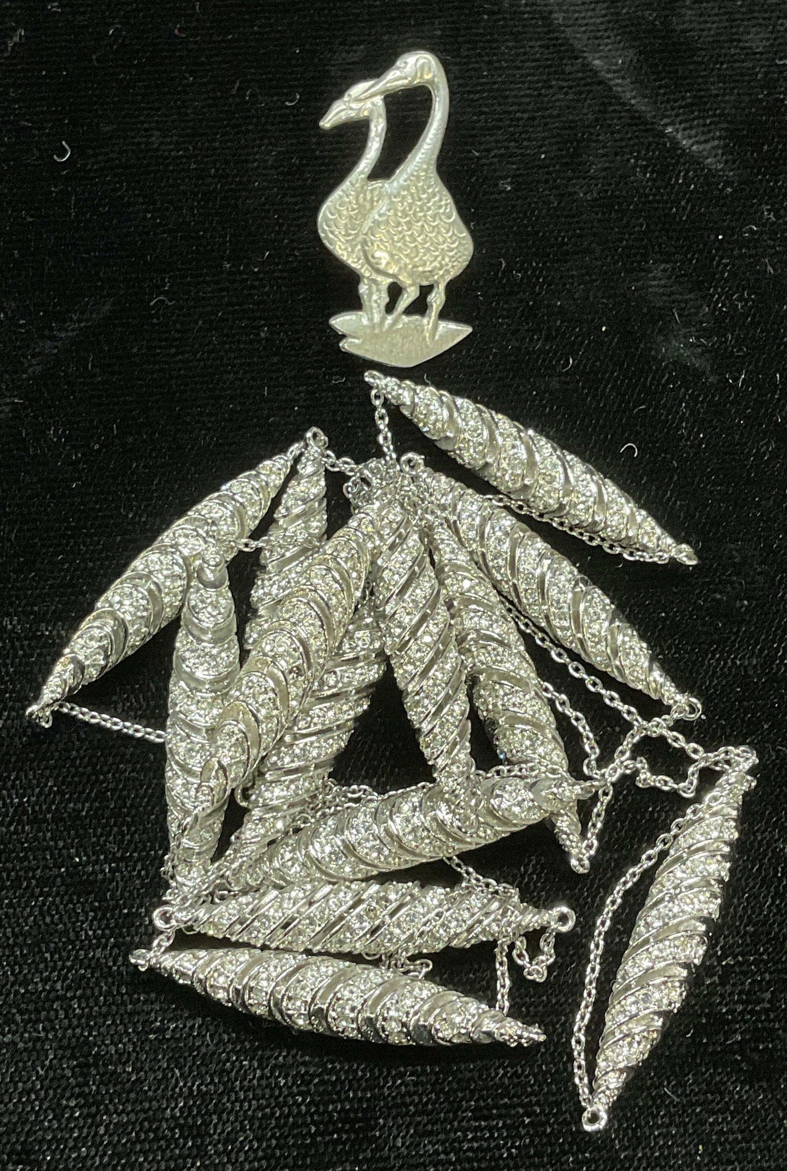 Lot 2 Vtg Moss Kirk Stieff Pewter Crane Pin + (1 of 6)