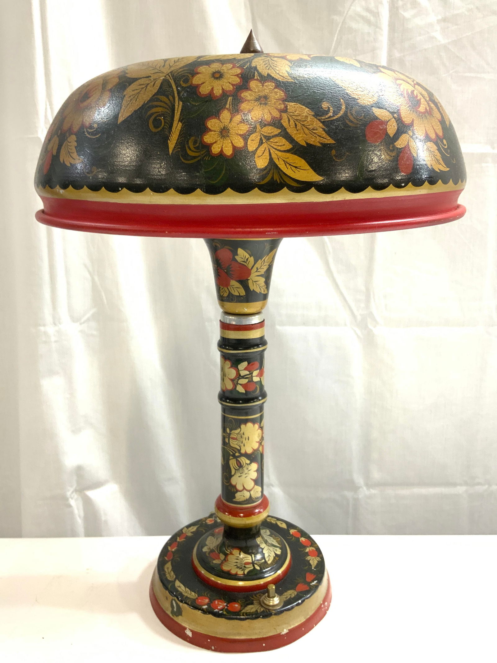 Vntg USSR KHOKHLOMA Toleware Table Lamp (1 of 8)