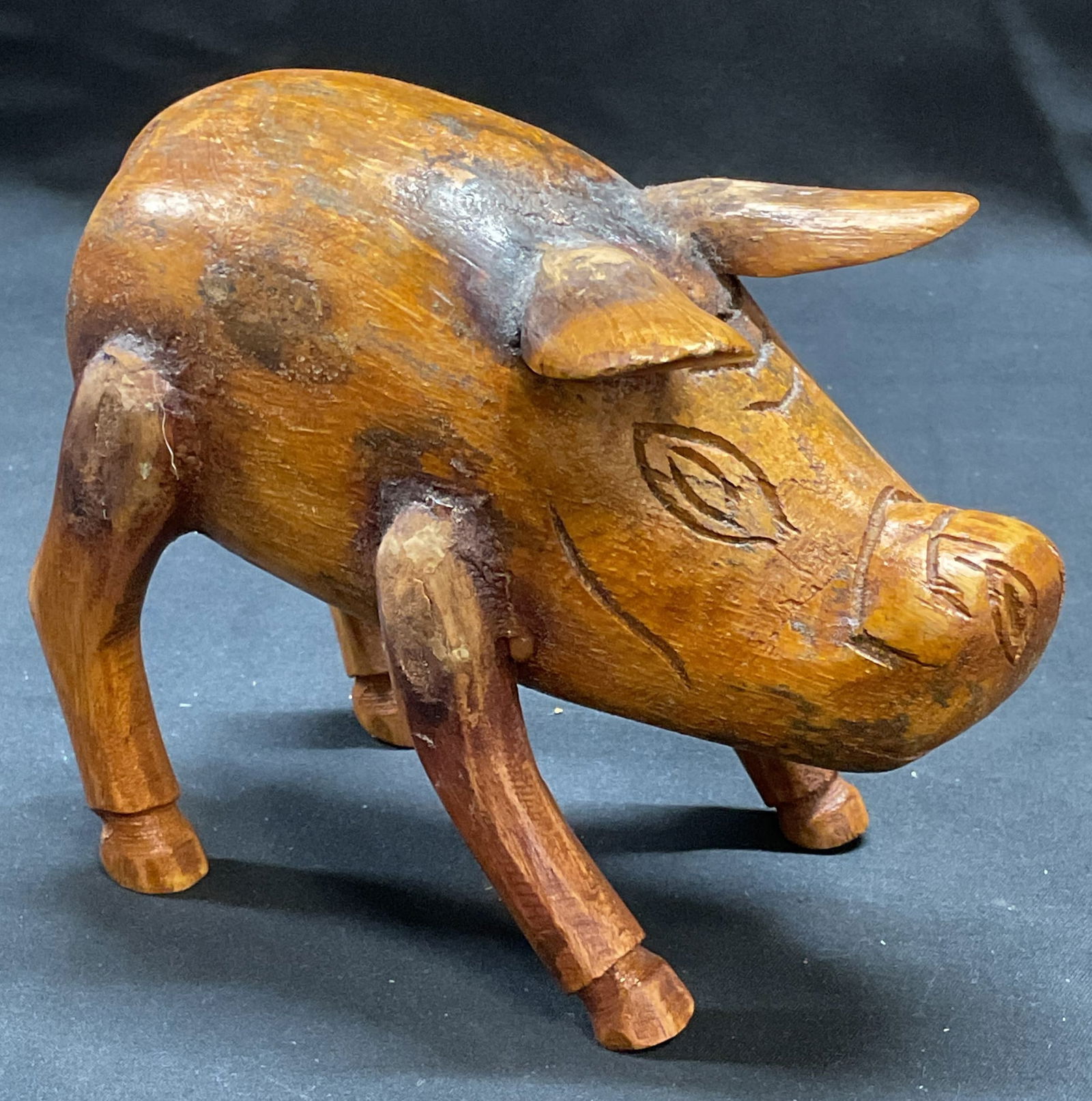 Vintage Hand Carved Wooden Pig Figural (1 of 6)