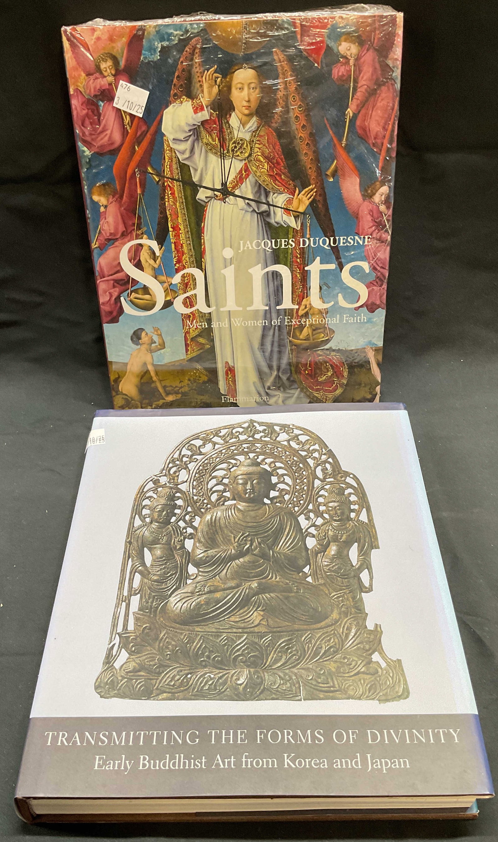 2 Saints & Buddhist Art Books, Illustr, NIP 2003+: Lot of 2 hardcover books. Saints Men and Women of Exceptional Faith by Jacques Duquesne. Illustrated. Published by Flammarion, year unknown. New in sealed package. Transmitting the Forms of Divinity E