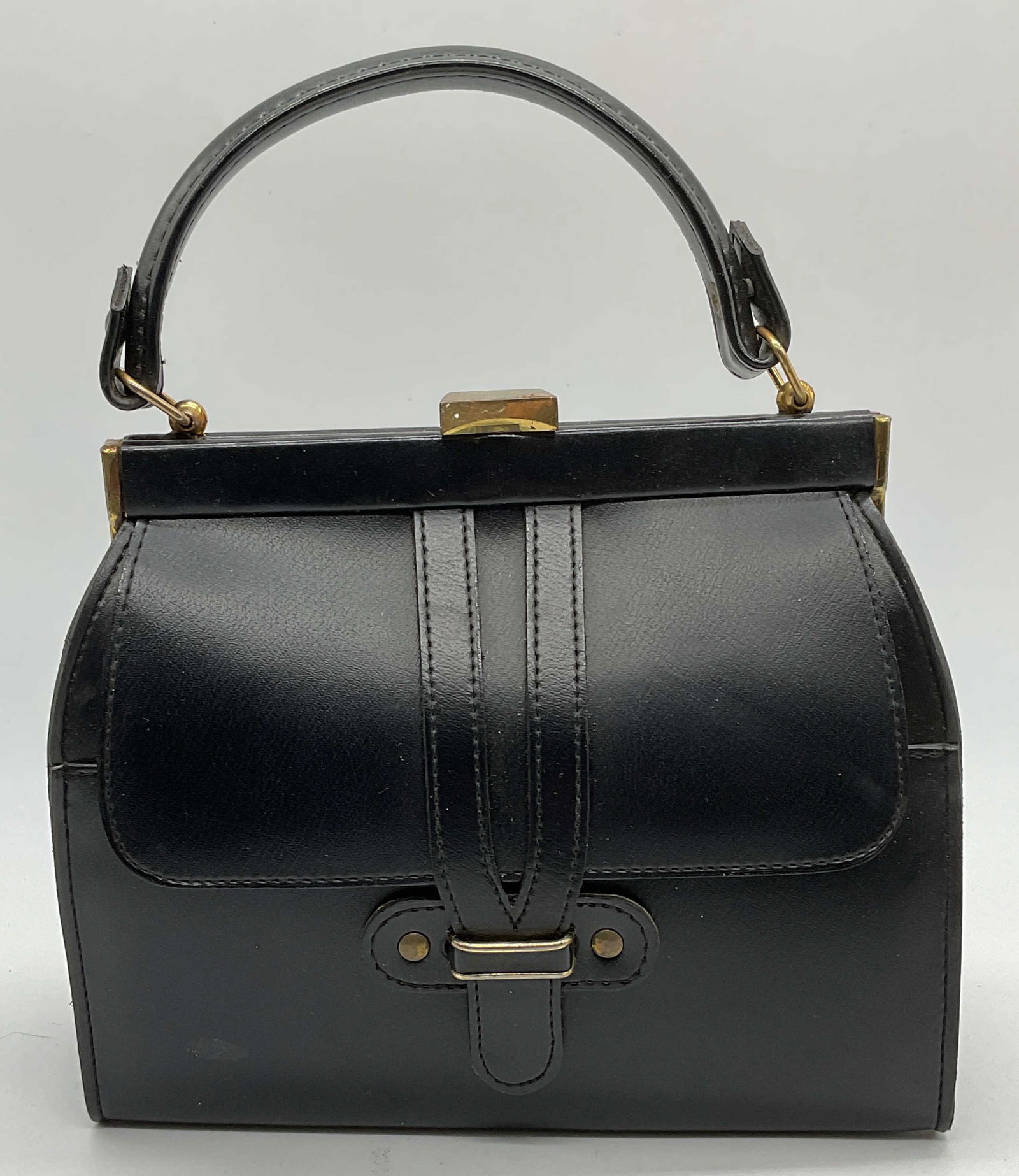 Vtg Dofan Black Leather Handbag, France (1 of 7)