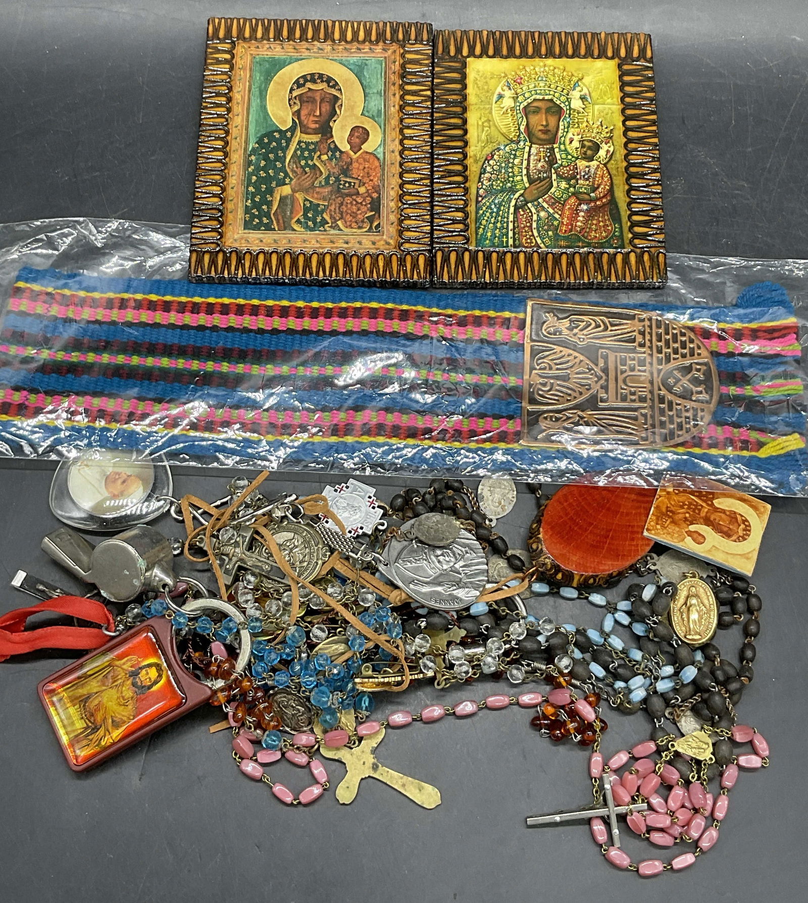 Grp Religious Iconography, Ephemera, Rosaries + (1 of 9)