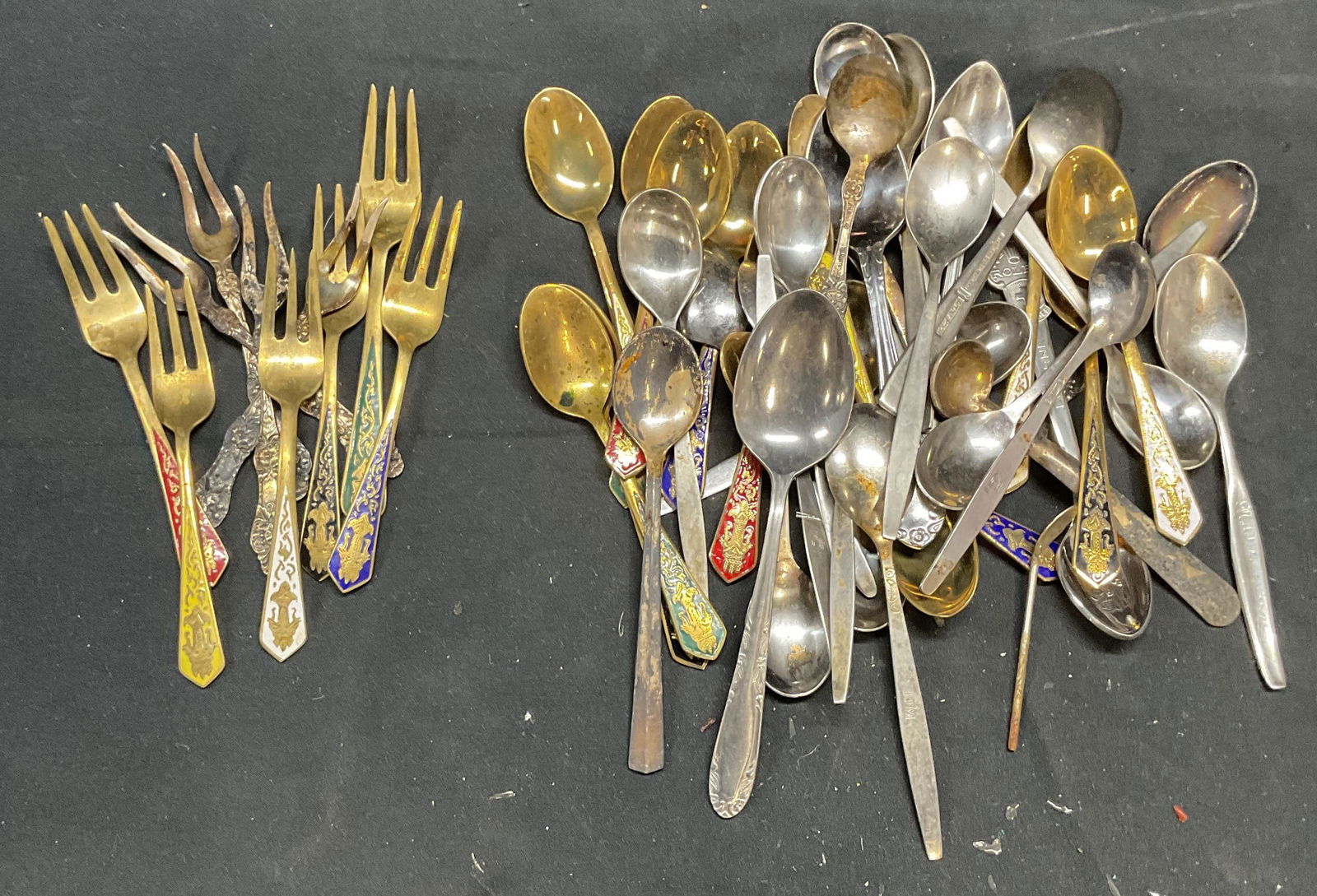 Group 50 Silver Pl, Gold Tone Cocktail Flatware (1 of 10)