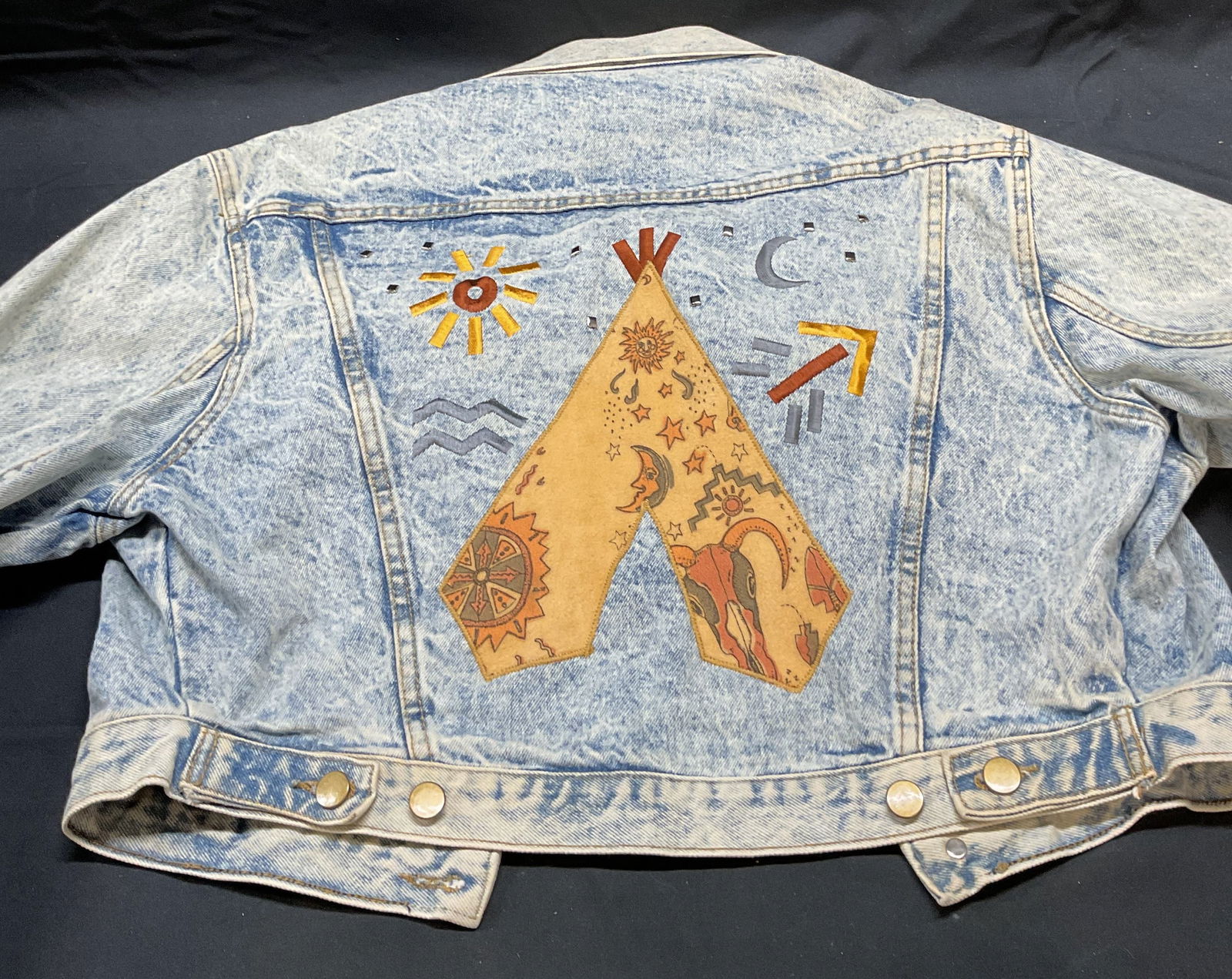 Acid Wash Denim Graphic Print Jacket (1 of 6)