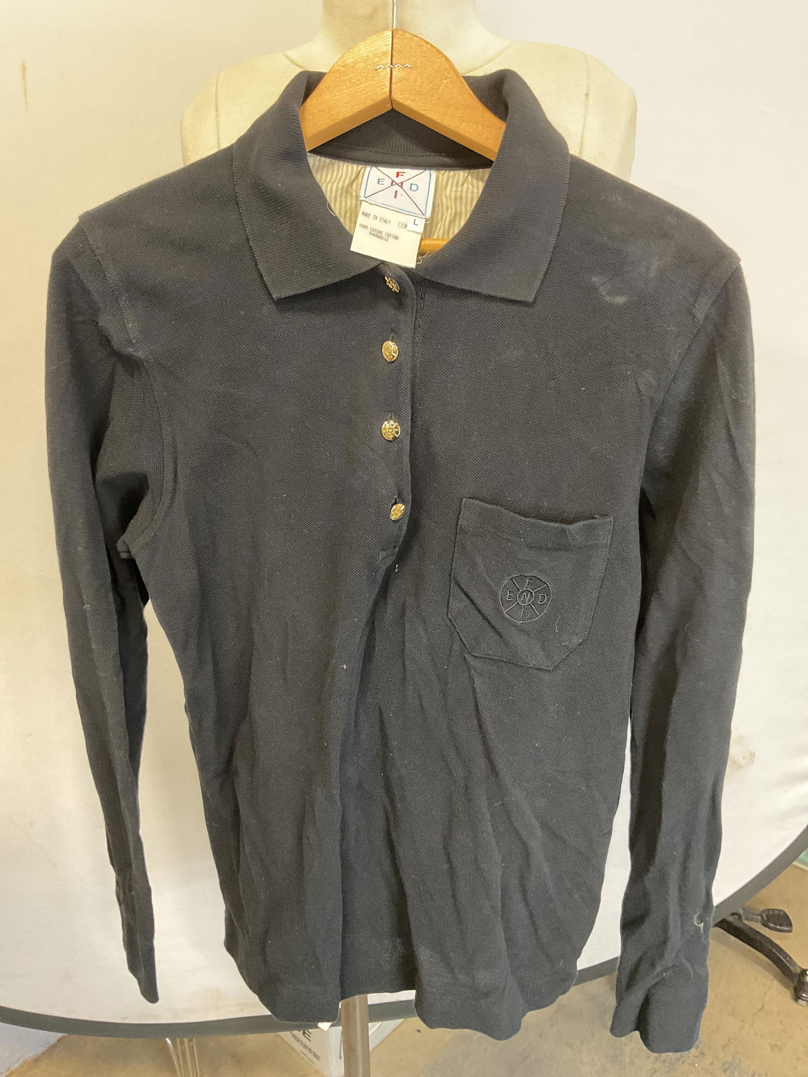 Vtg FENDI Black Cotton Top, Italy (1 of 6)