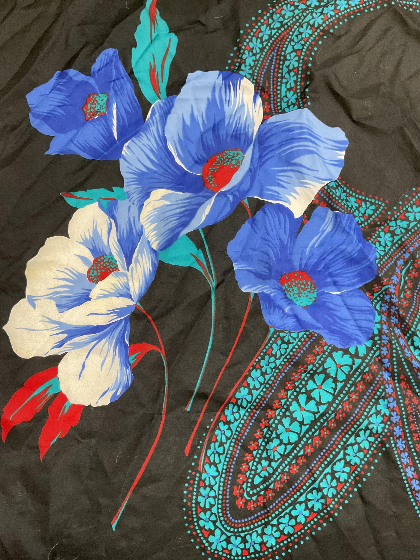 Laura BORGHESE Black Floral Print Scarf: Laura BORGHESE black multicolor floral print scarf. Feels like cotton. Measures approx 30 x 30 inches. Some wear to material including blemishes consistent with exposure. Laura BORGHESE, Laura BORGHES