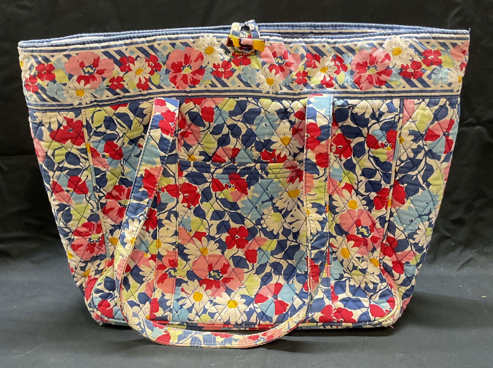 Vera Bradley Blue Red Floral Quilted Handbag (1 of 10)