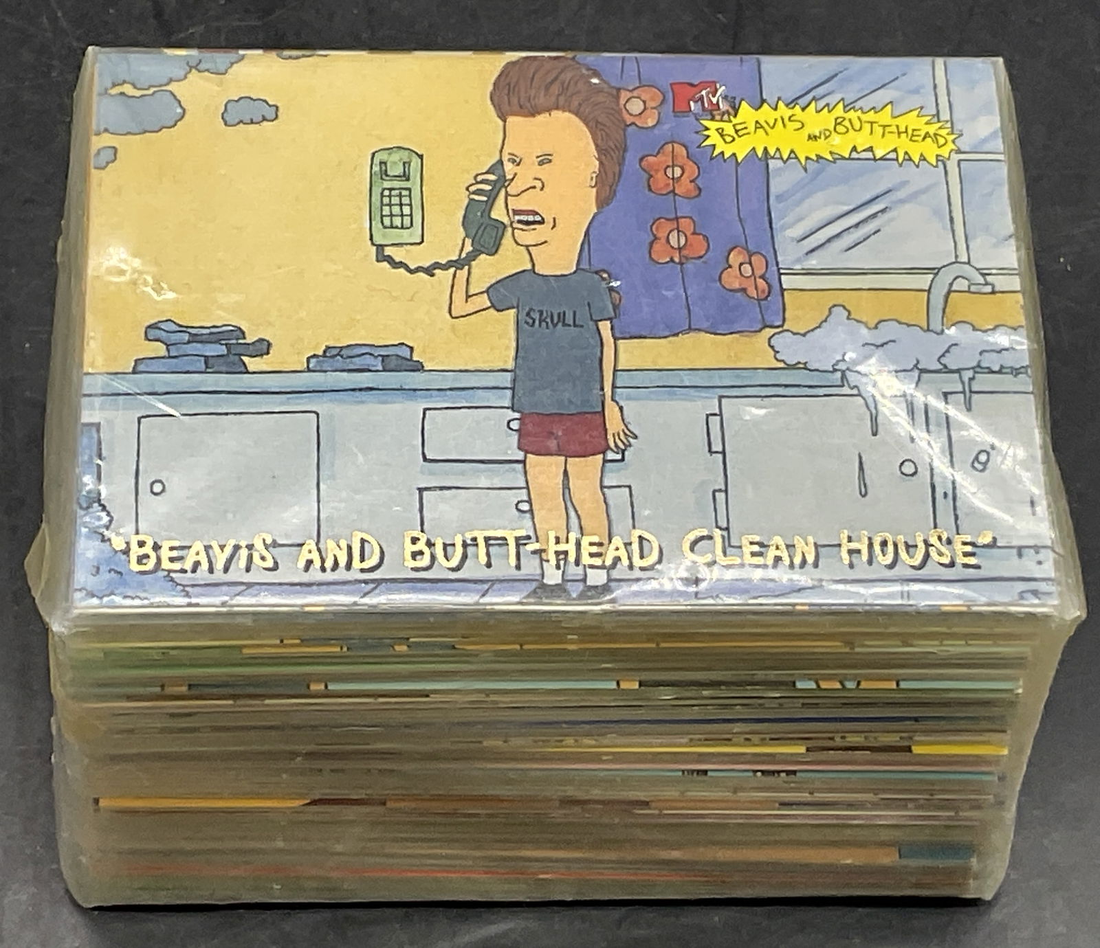 Group FLEER ULTRA BEAVIS & BUTTHEAD Vintage Cards: Group Lot of BEAVIS & BUTTHEAD Vintage Collectible Cards. Lot is contained in plastic packaging, not examined out of packaging. Cards from the popular MTV show BEAVIS & BUTTHEAD. Packaged measures app