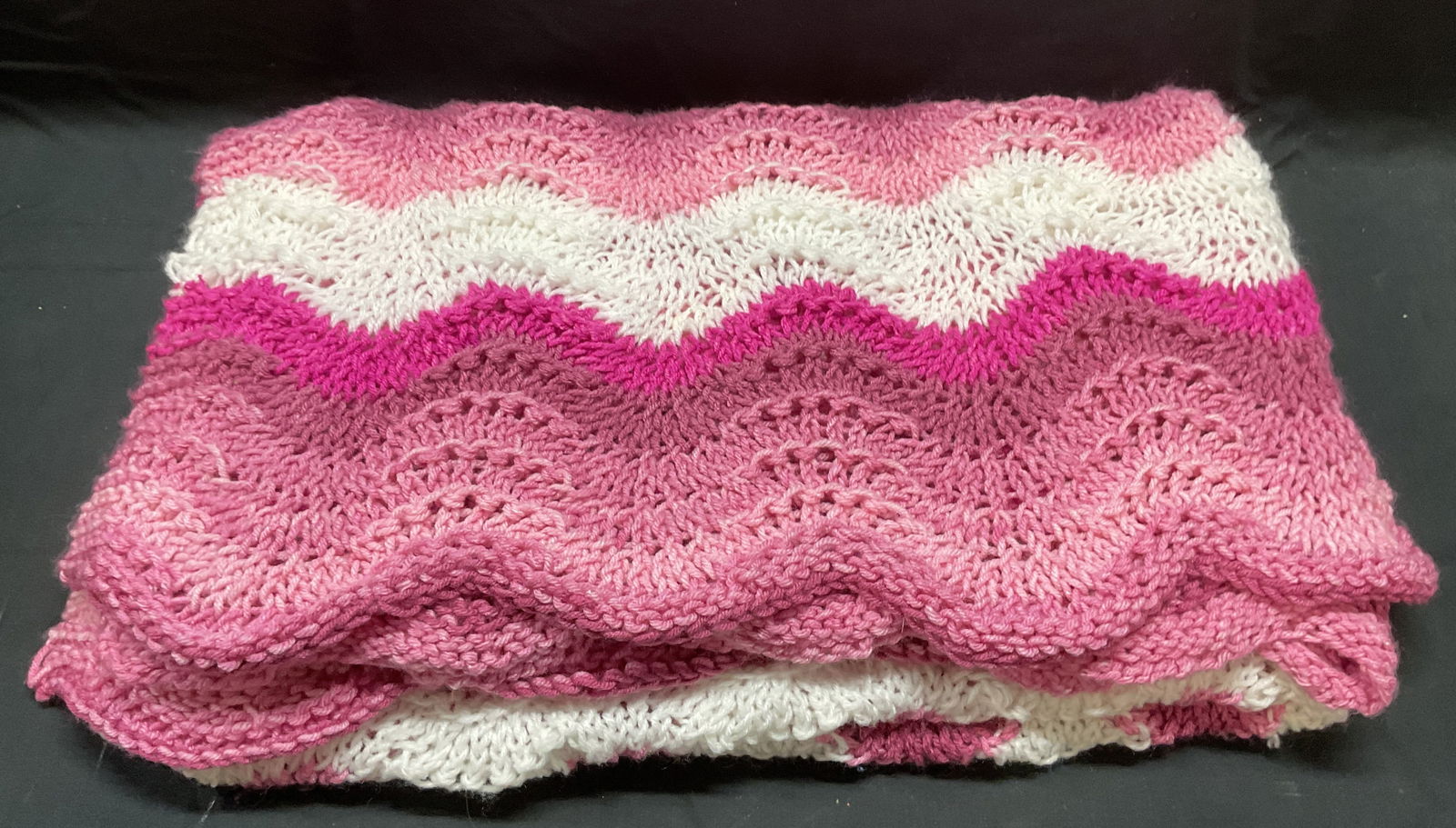 Handmade Crocheted Pink & White Blanket (1 of 6)
