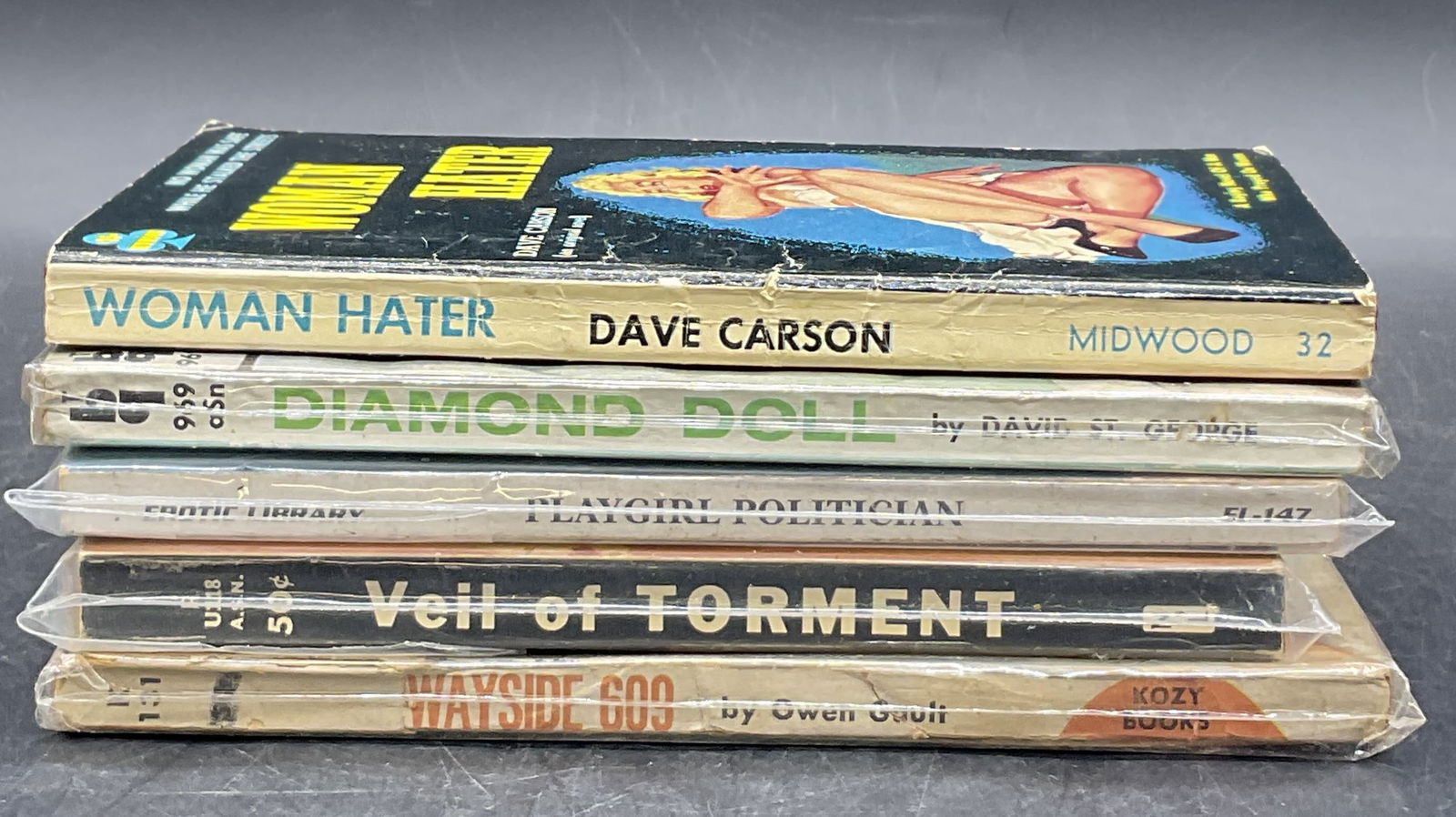 5 Vntg Pulp Fic Erotica Books, David Carson+ 1960+ (1 of 7)