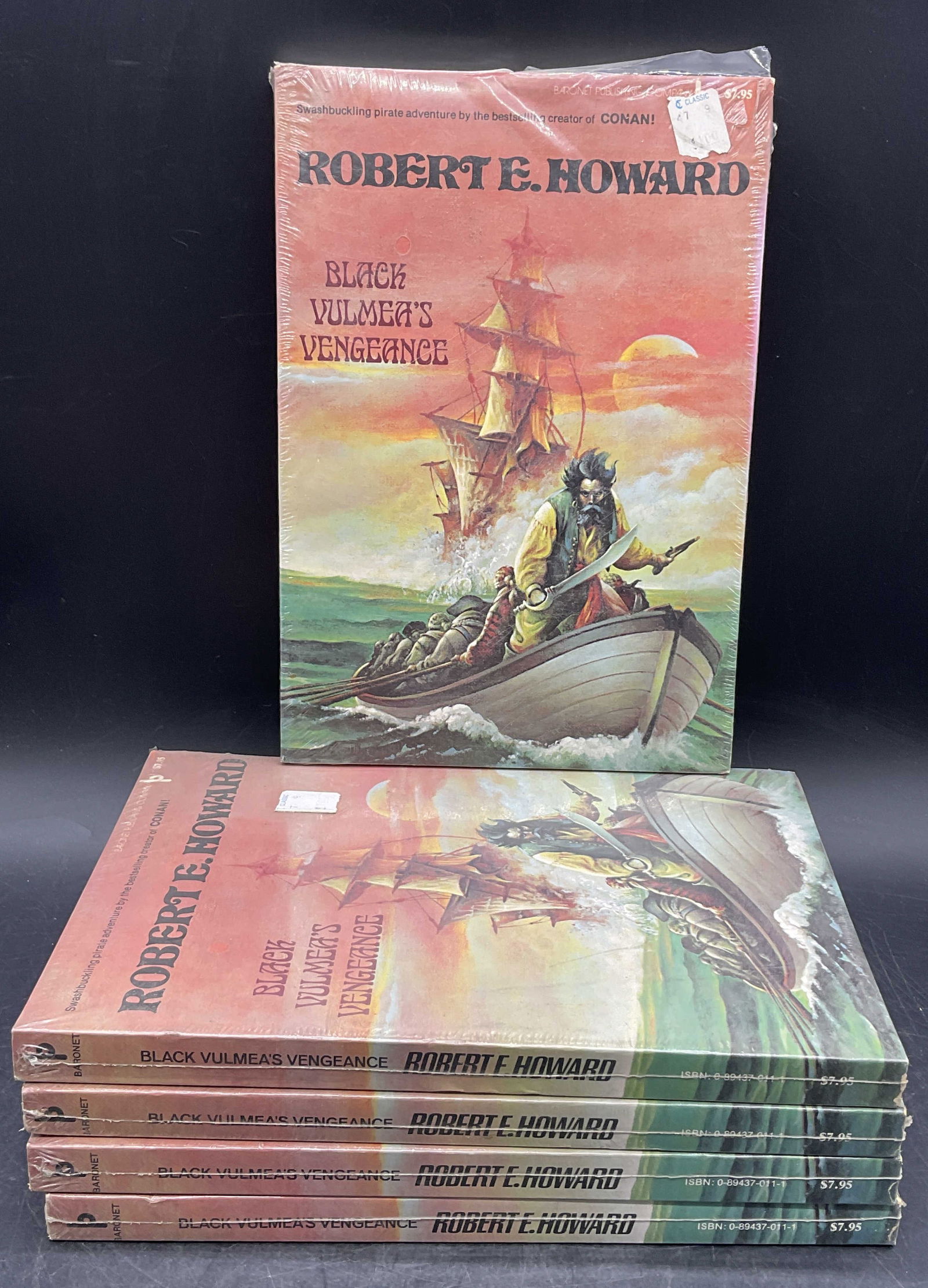 5 NIP Black Vulmeas Vengeance Robert E Howard 1977: Black Vulmeas Vengeance by Robert E. Howard. Publisher: Baronet Publishing Co., New York. Publication Date: 1977. Binding: Paperback. Contained in plastic packaging. Not examined out of packaging. Mea