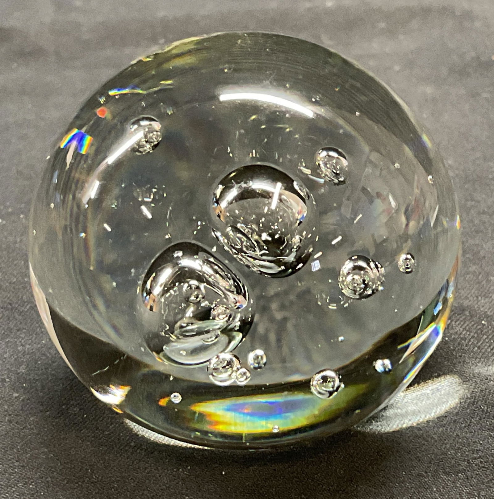 Hand Blown Art Glass Controlled Bubble Paperweight (1 of 6)