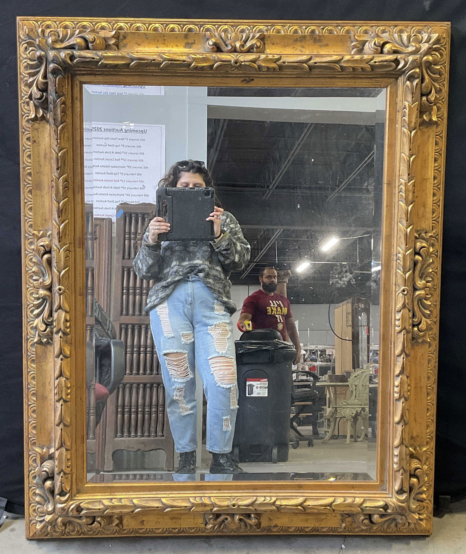 Vintage Carved Gilt Wood Rectangular Mirror (1 of 7)