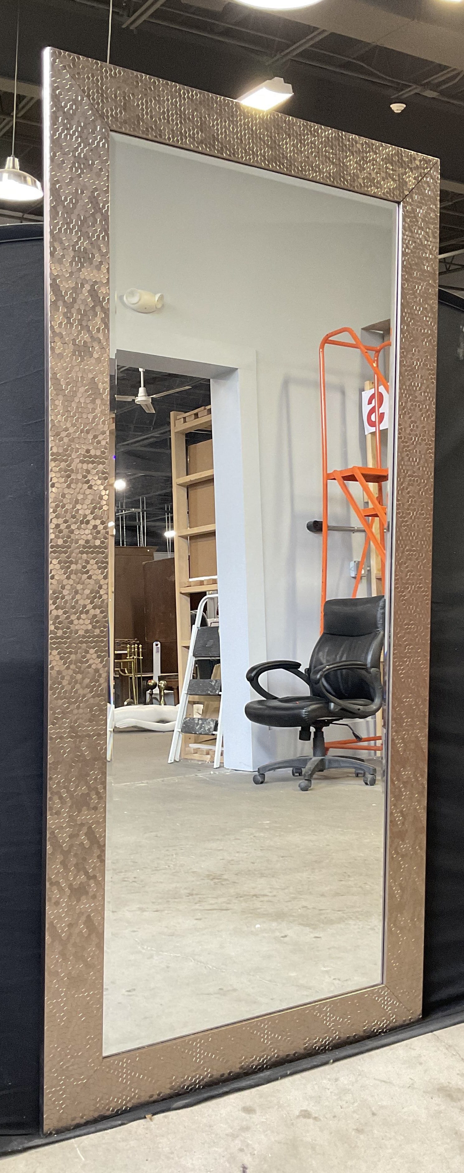 Rectangular Silver Tone Metal Wall Mirror (1 of 6)