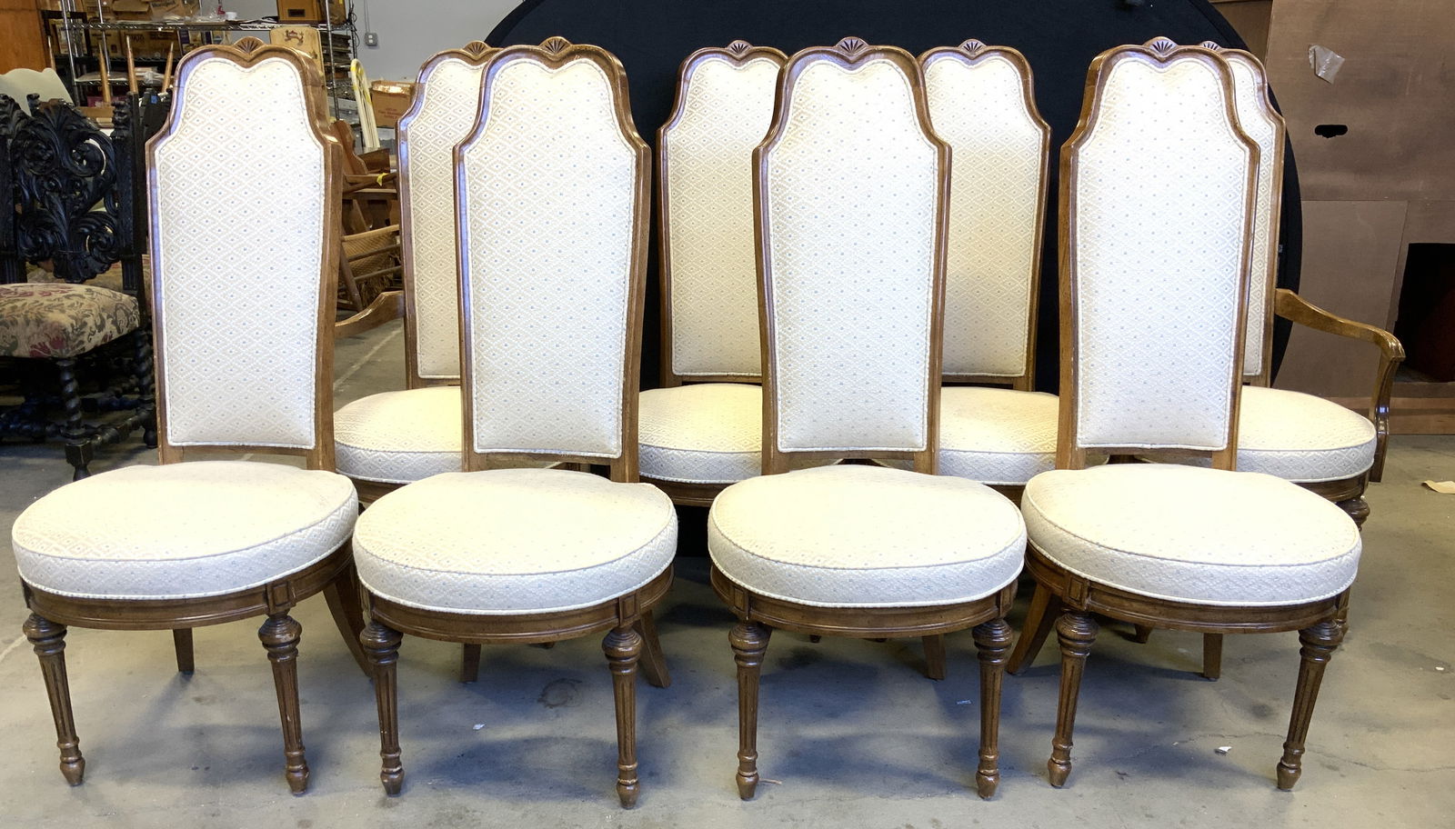 Set 8 Vntg Uph Wooden Dining Chairs (1 of 10)